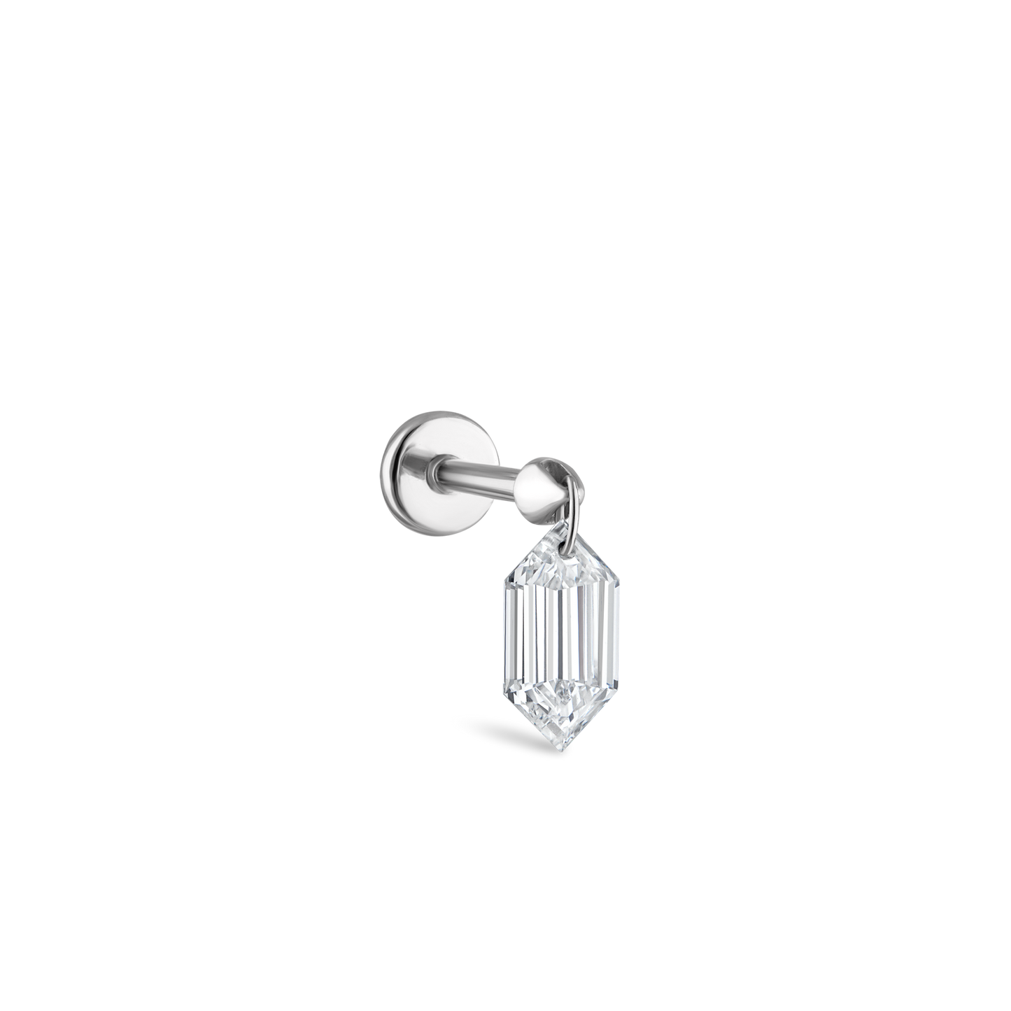 Floating Chevronelle Cut Diamond Threaded Stud Earring