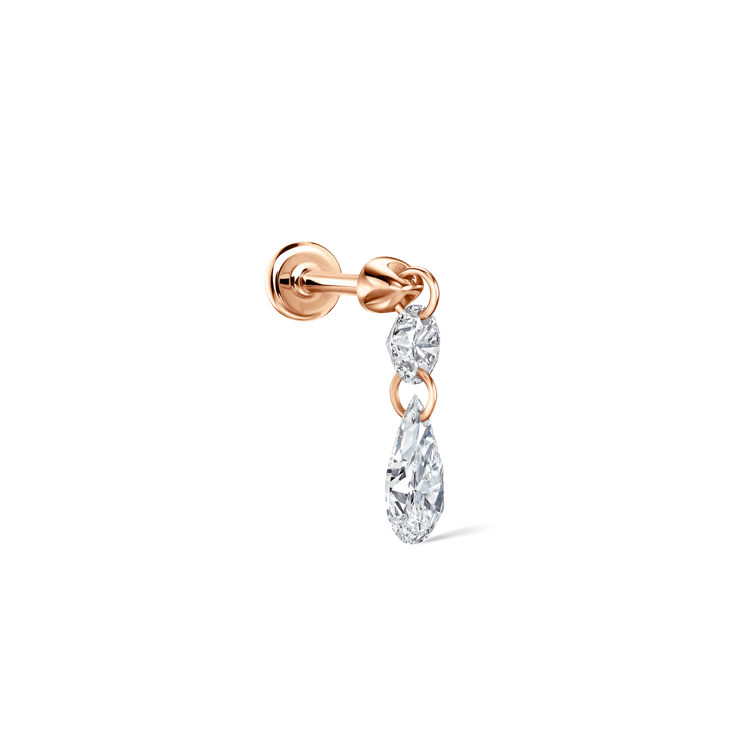 Floating Double Diamond Threaded Charm Earring