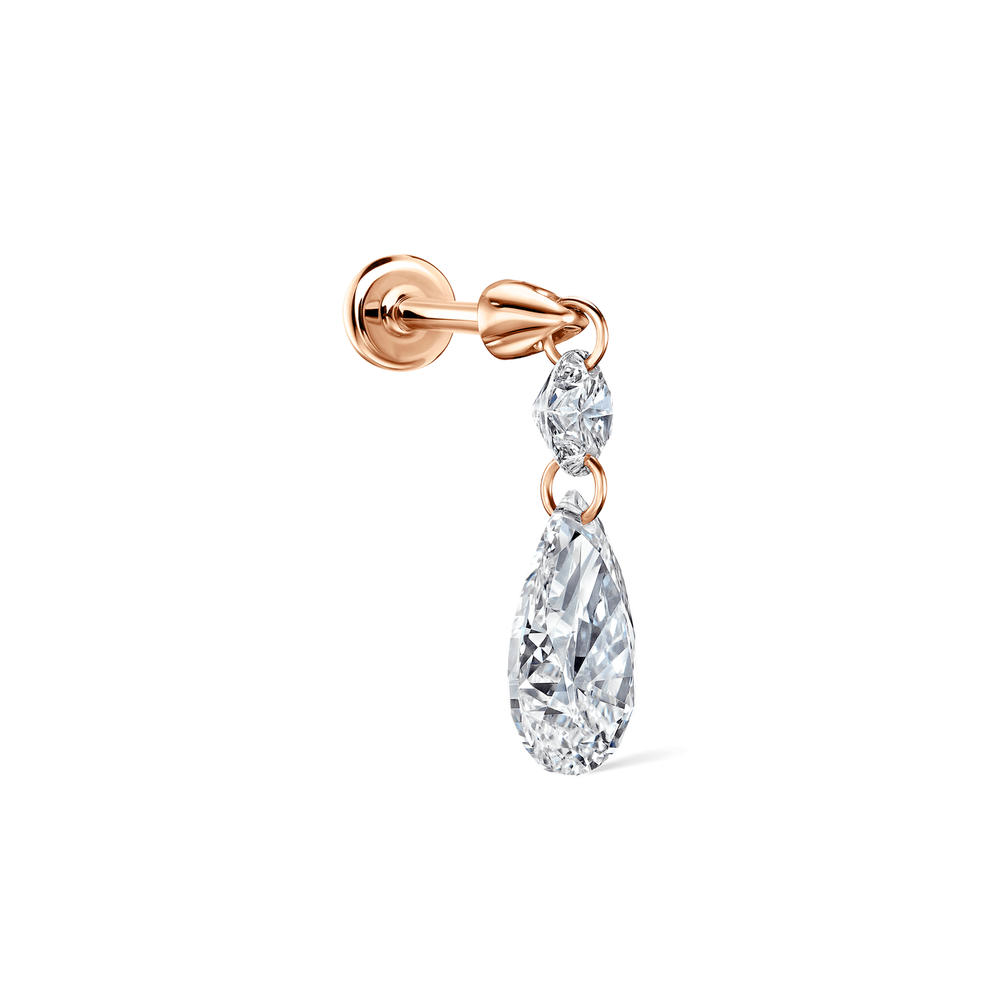 Floating Double Diamond Threaded Charm Earring