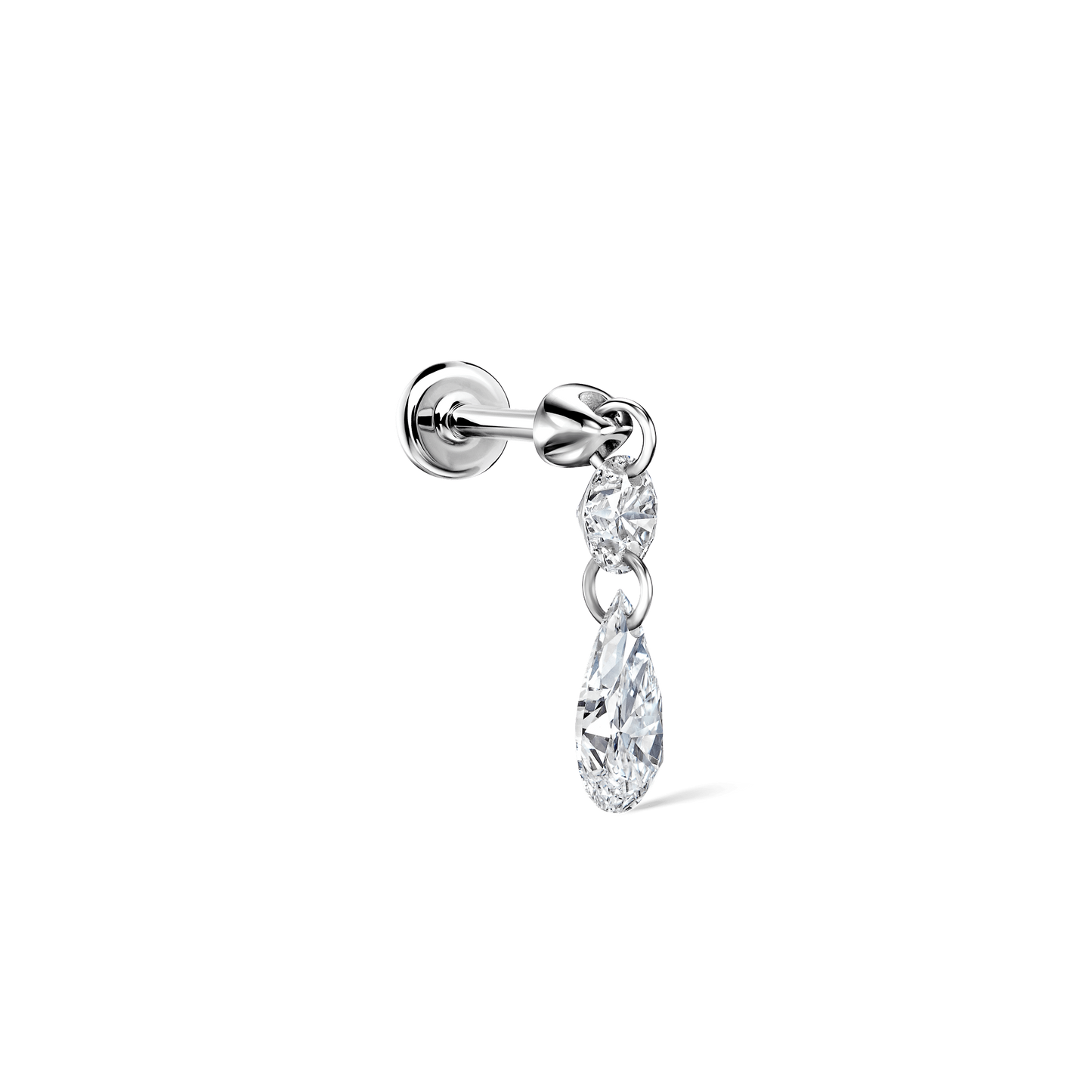 Floating Double Diamond Threaded Charm Earring