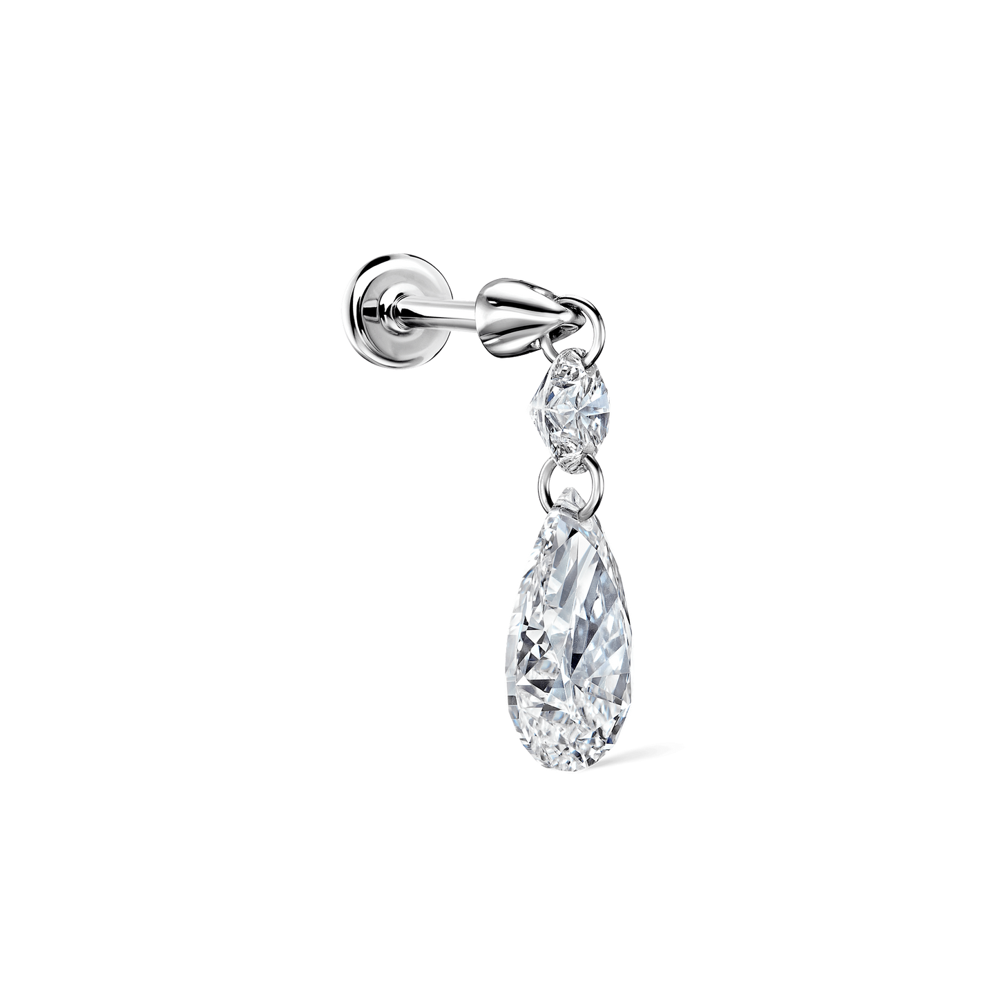 Floating Double Diamond Threaded Charm Earring