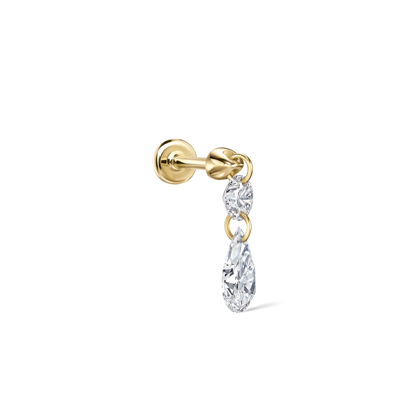 Floating Double Diamond Threaded Charm Earring