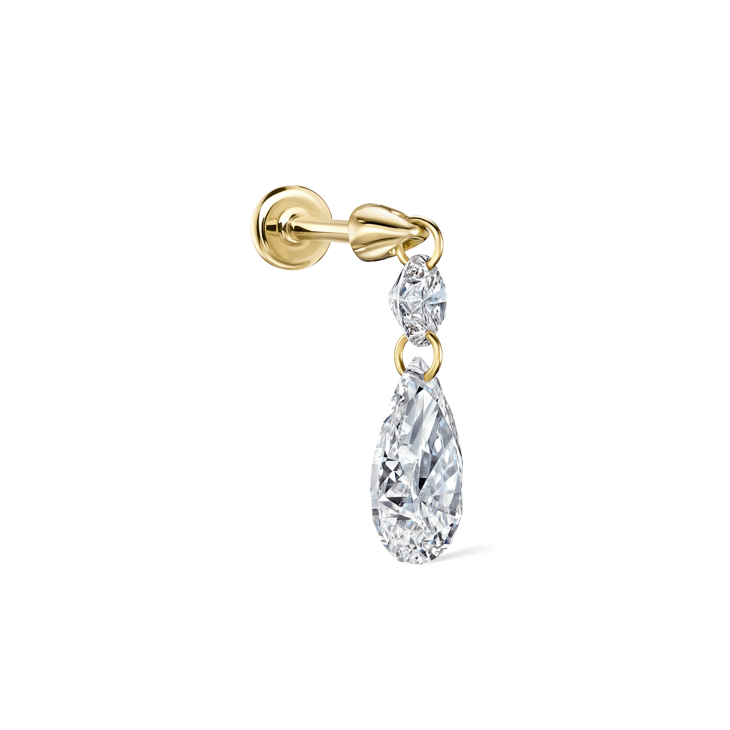 Floating Double Diamond Threaded Charm Earring