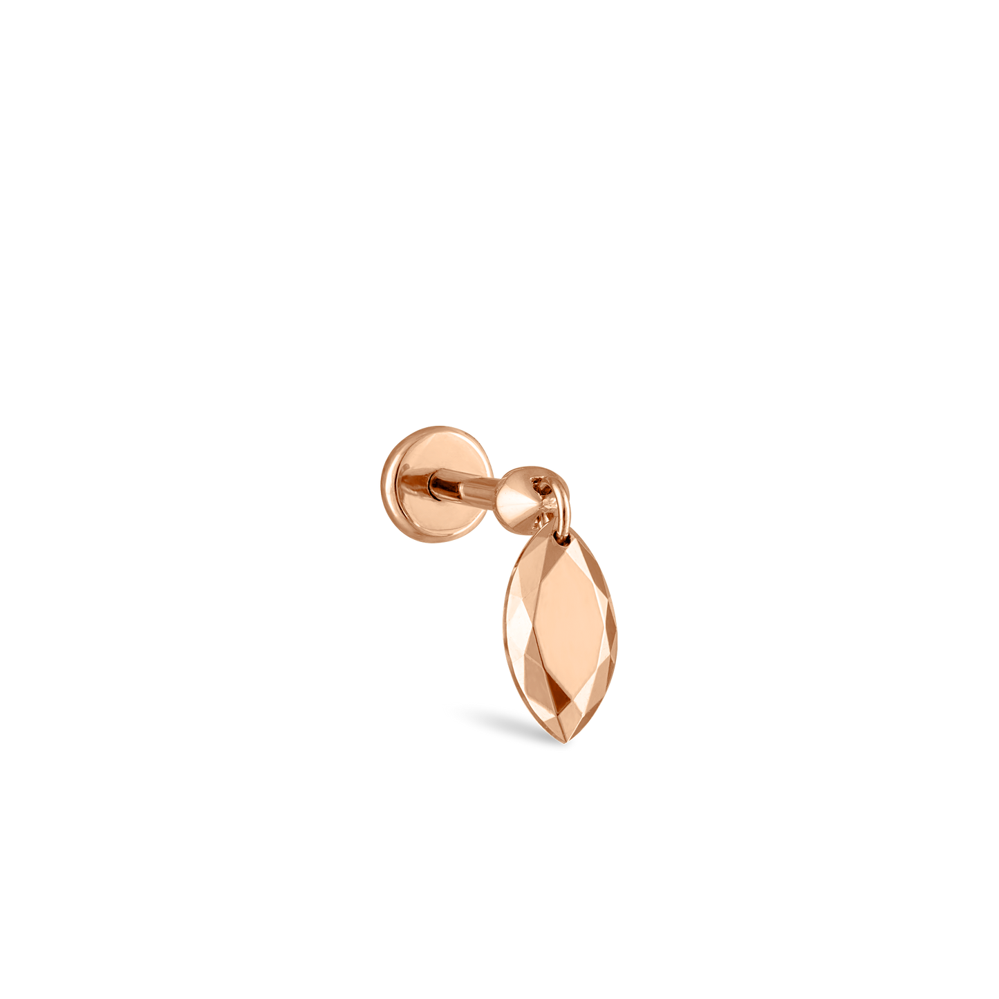 Faceted Gold Marquise Threaded Charm Earring