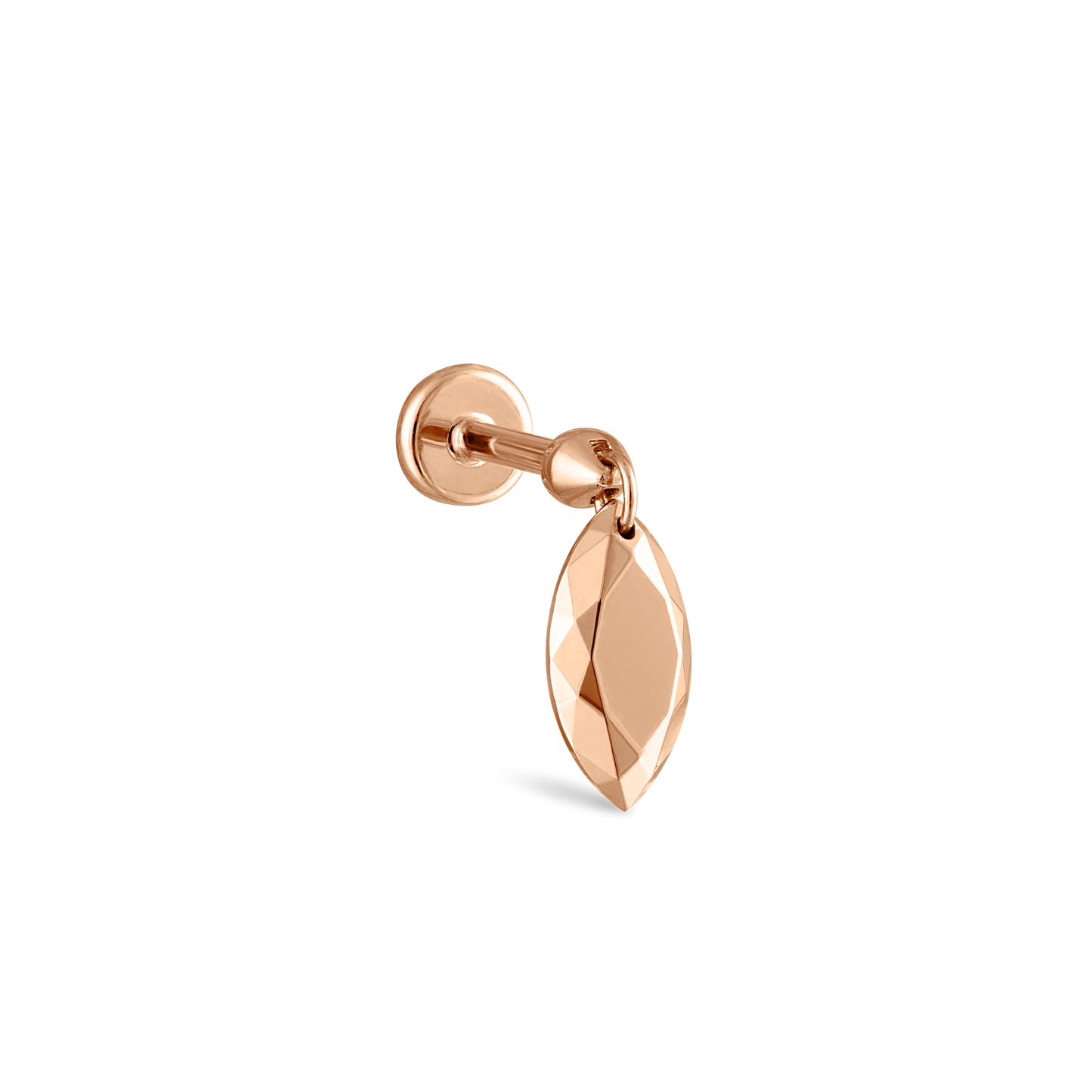 Faceted Gold Marquise Threaded Charm Earring