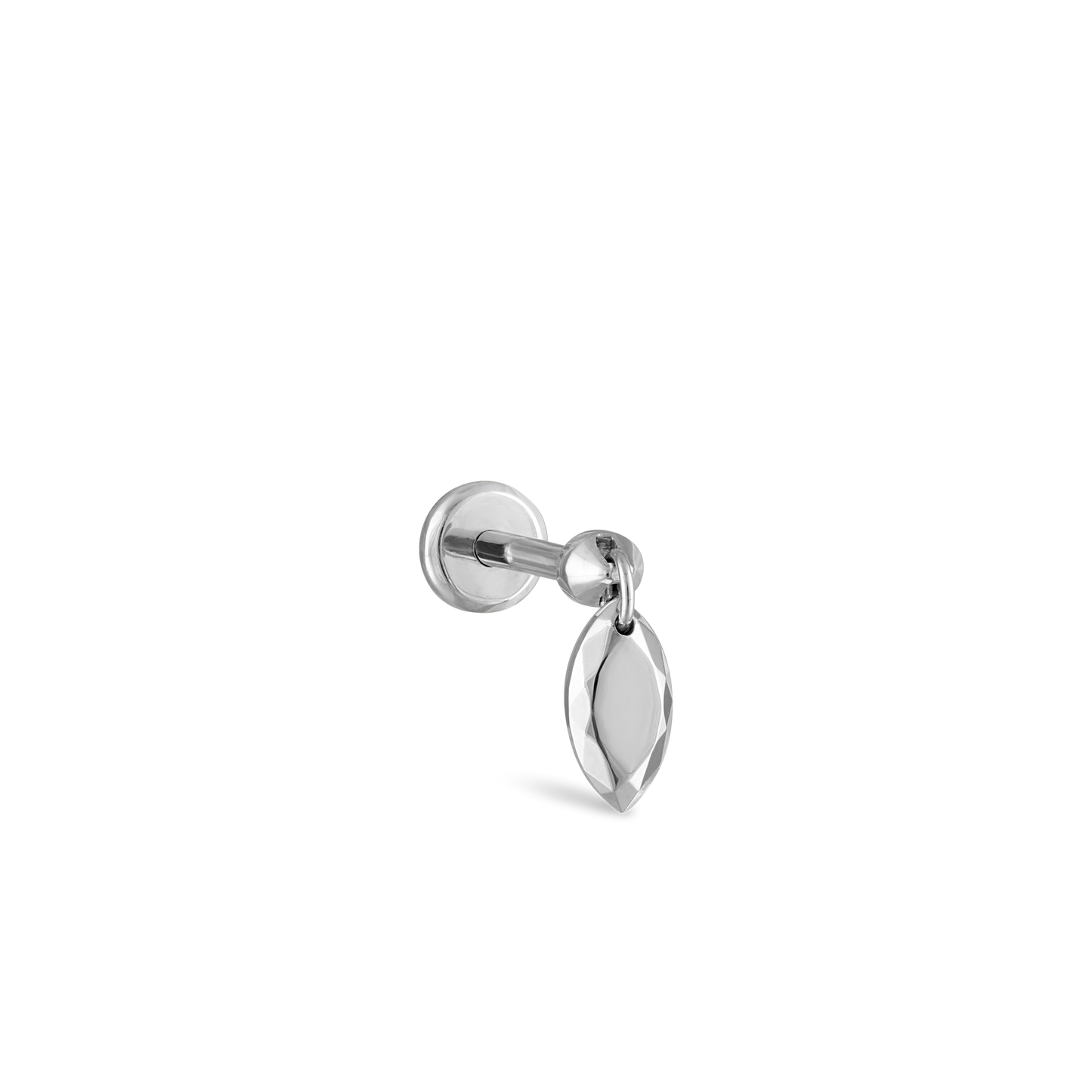 Faceted Gold Marquise Threaded Charm Earring