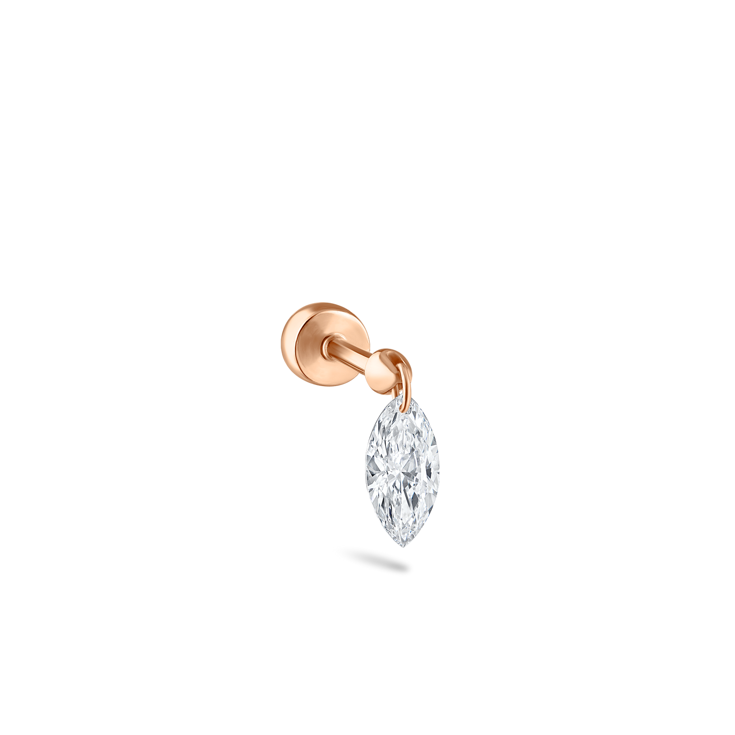 Floating Marquise Diamond Charm Threaded Stud Earring