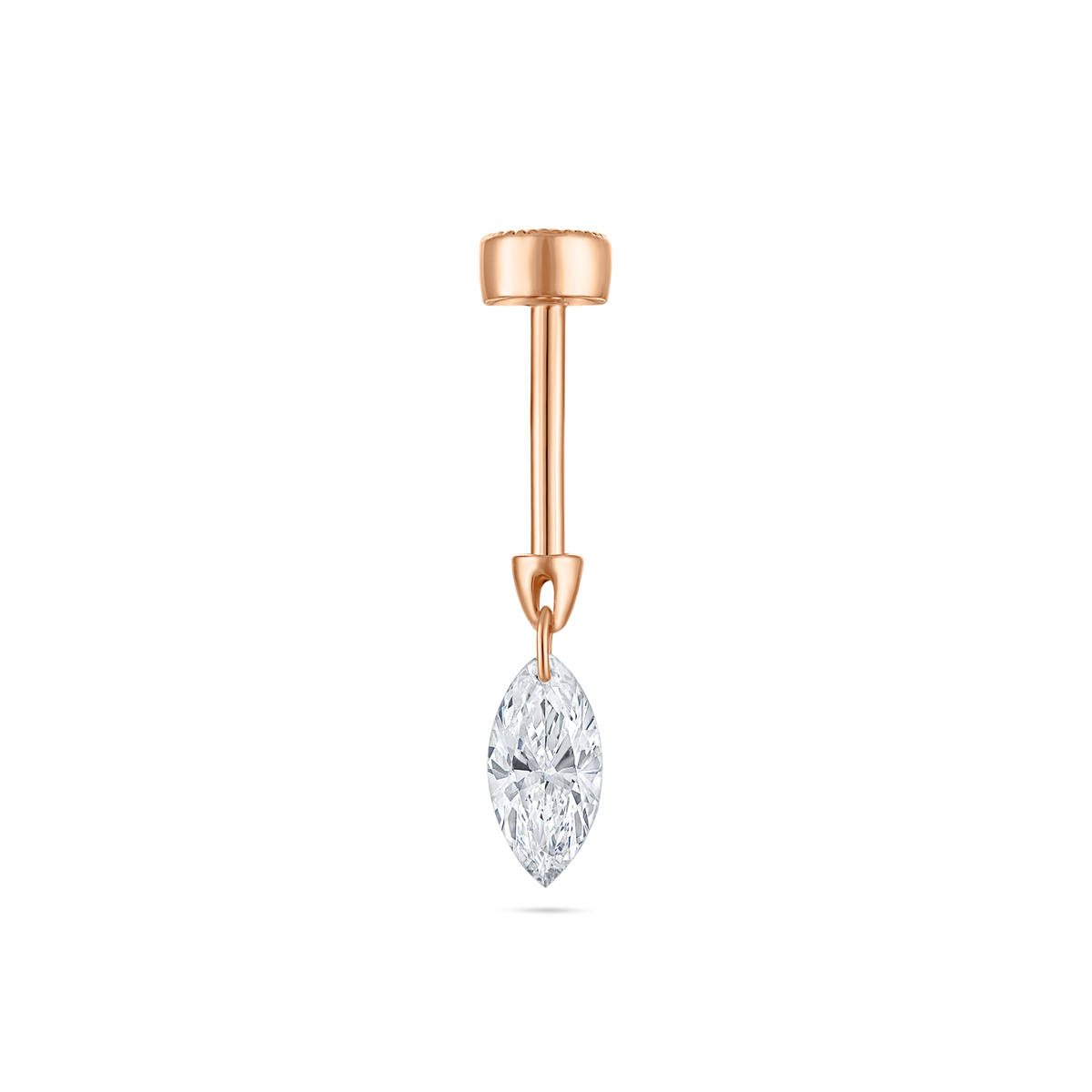 Floating Marquise Diamond Charm Threaded Stud Earring