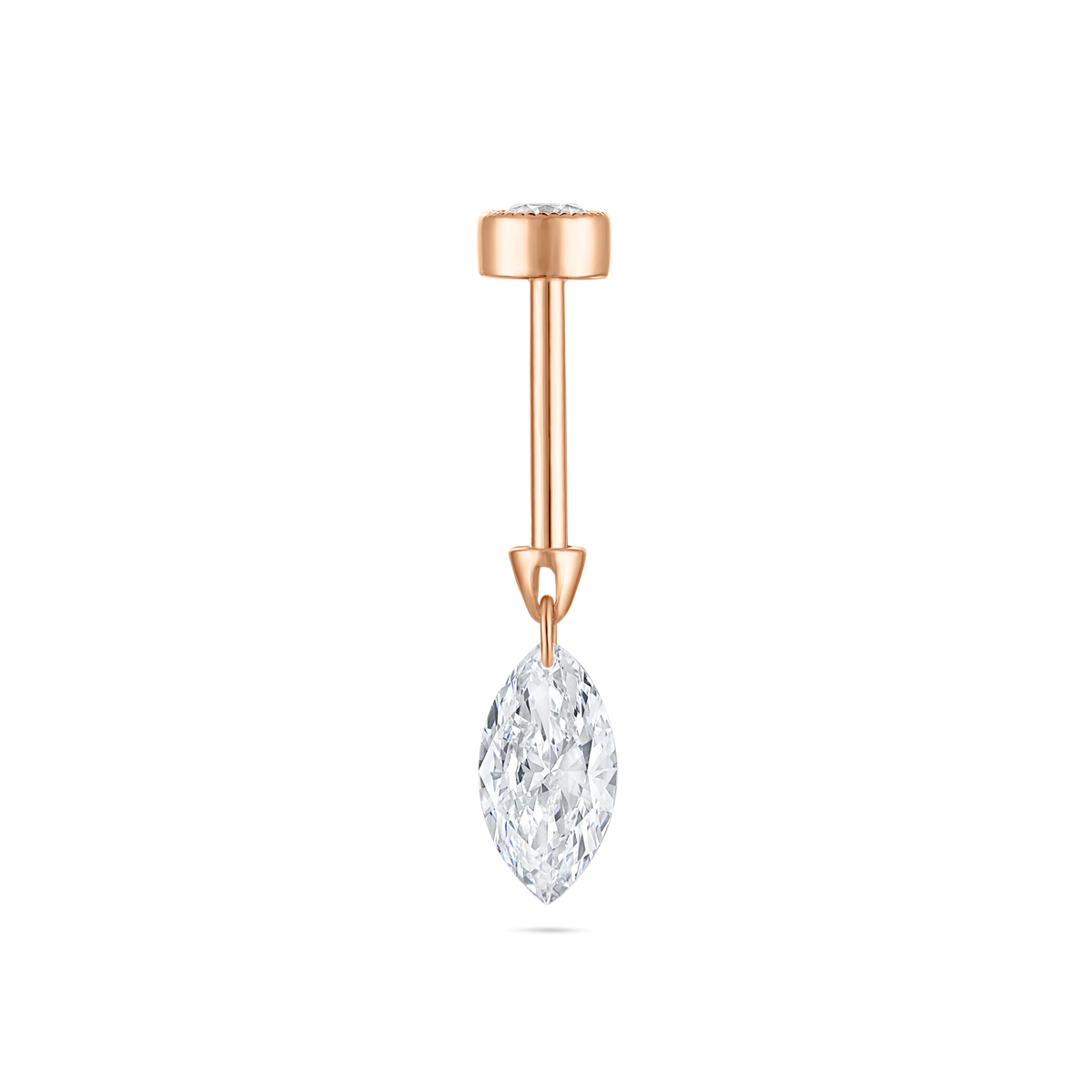 Floating Marquise Diamond Charm Threaded Stud Earring