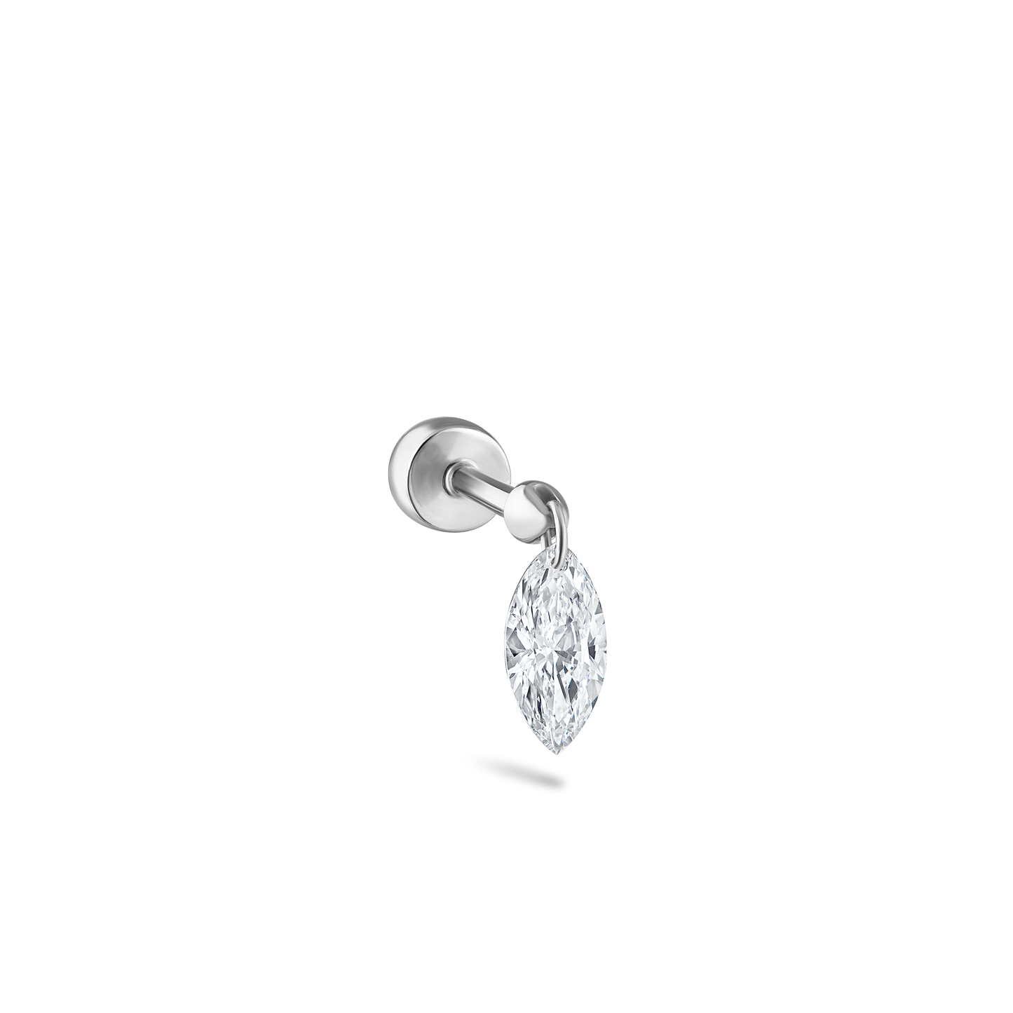 Floating Marquise Diamond Charm Threaded Stud Earring