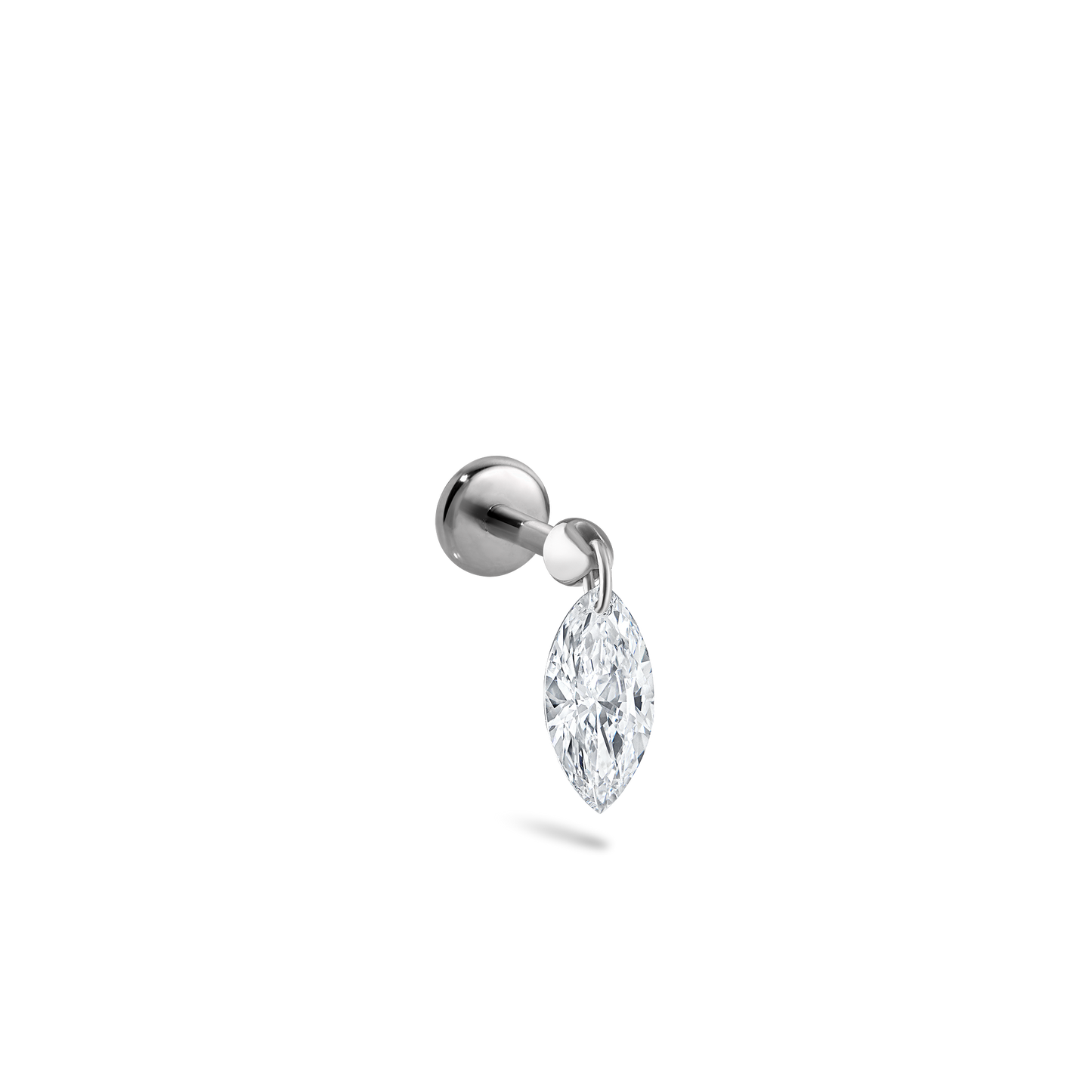Floating Marquise Diamond Charm Threaded Stud Earring With Titanium Backing