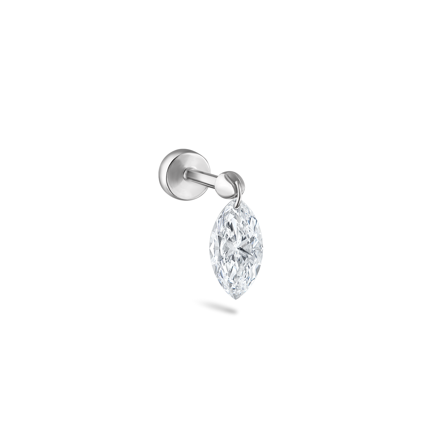 Floating Marquise Diamond Charm Threaded Stud Earring
