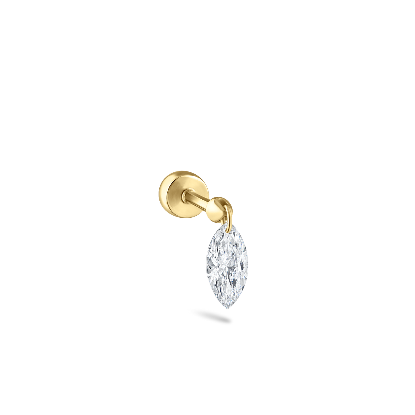 Floating Marquise Diamond Charm Threaded Stud Earring