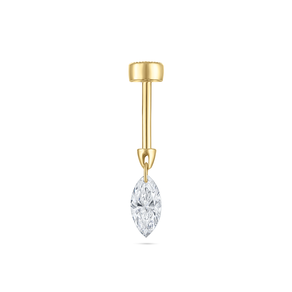 Floating Marquise Diamond Charm Threaded Stud Earring