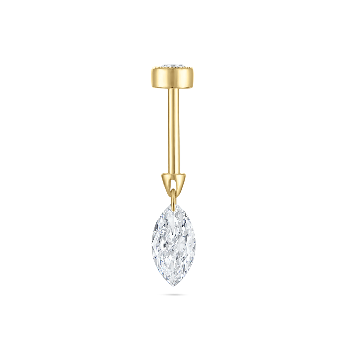 Floating Marquise Diamond Charm Threaded Stud Earring