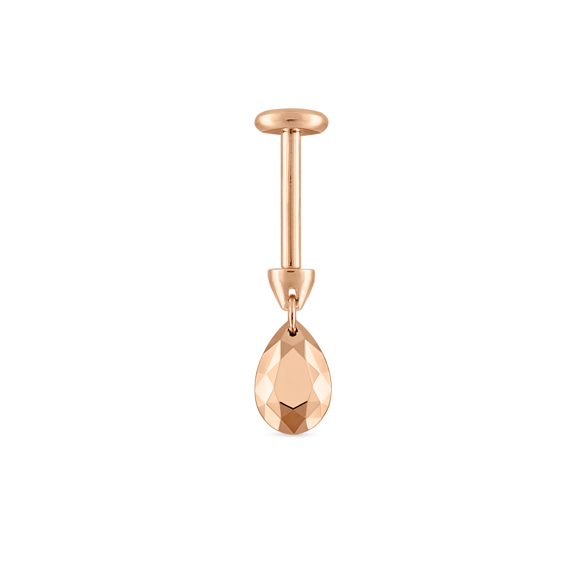 Faceted Gold Pear Threaded Charm Earring