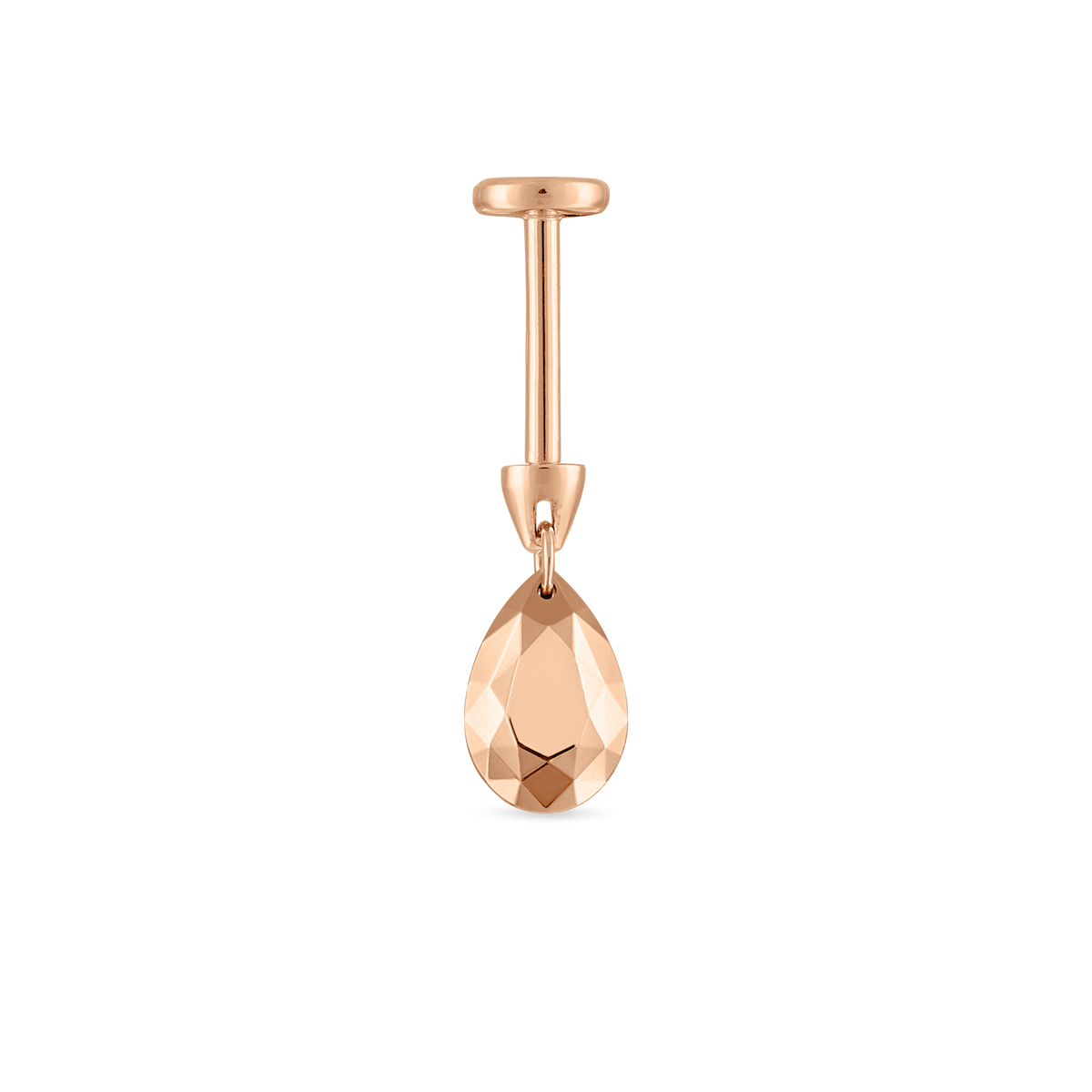 Faceted Gold Pear Threaded Charm Earring