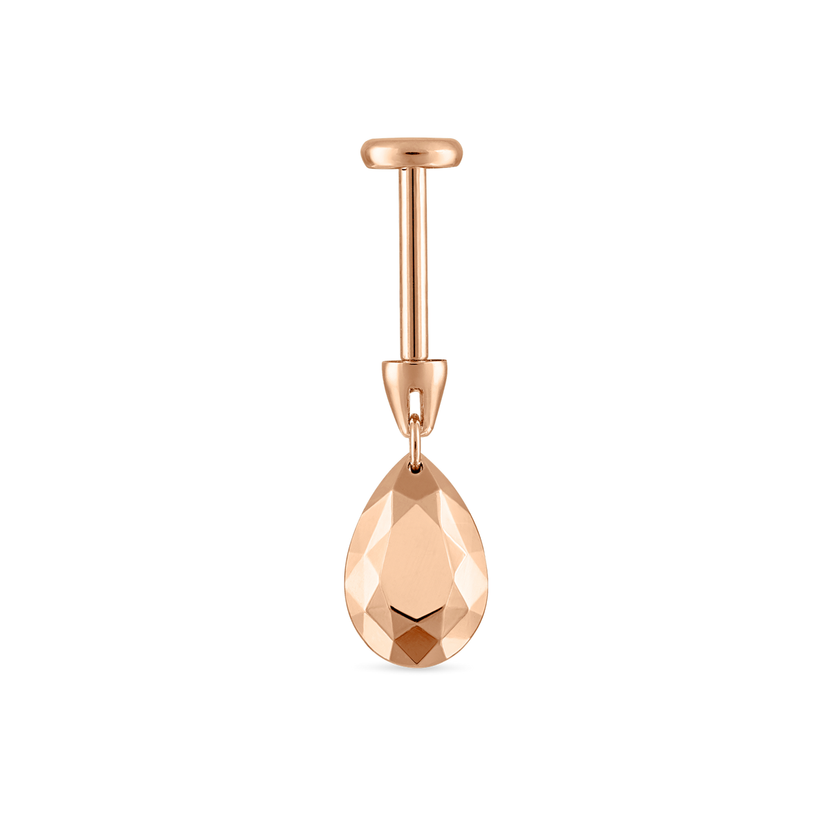 Faceted Gold Pear Threaded Charm Earring