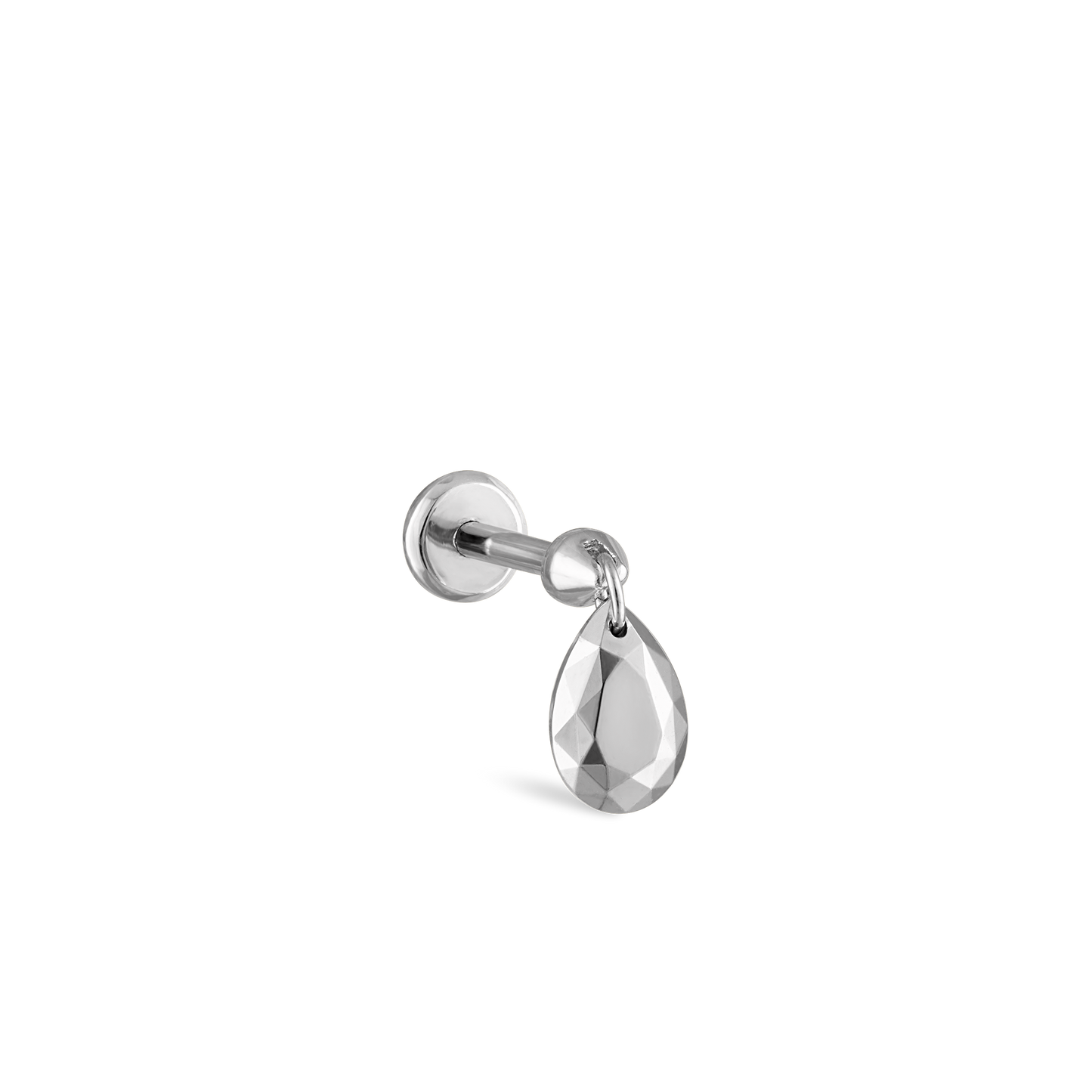 Faceted Gold Pear Threaded Charm Earring