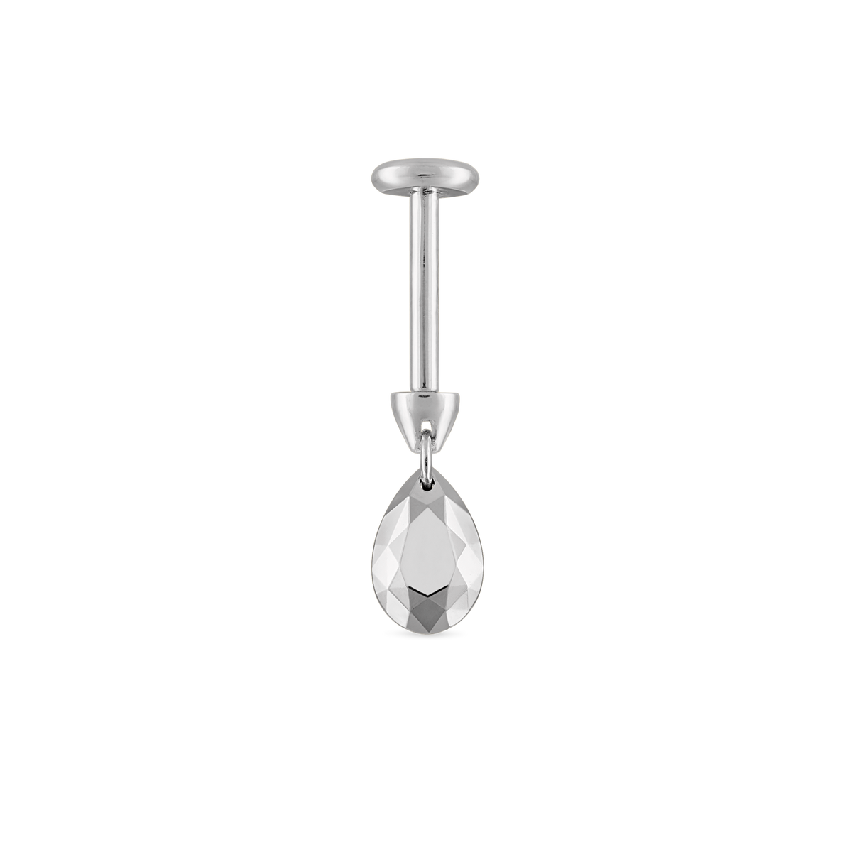 Faceted Gold Pear Threaded Charm Earring
