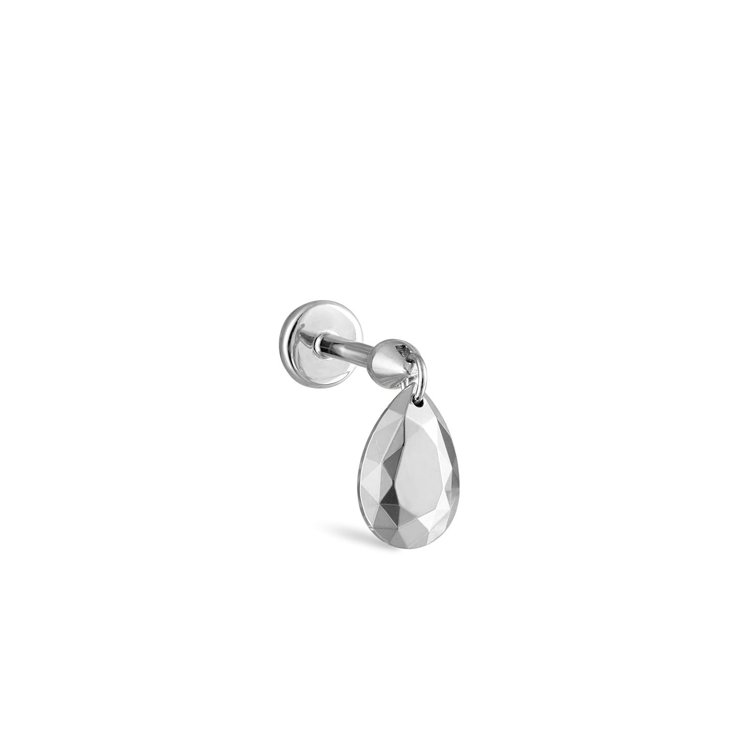 Faceted Gold Pear Threaded Charm Earring