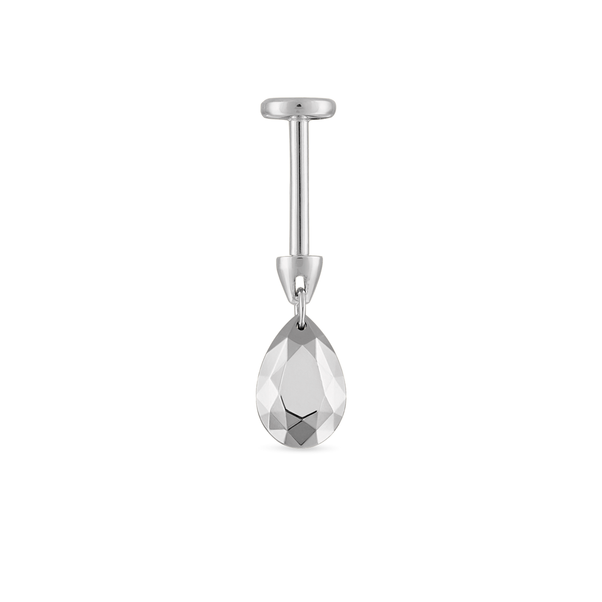 Faceted Gold Pear Threaded Charm Earring