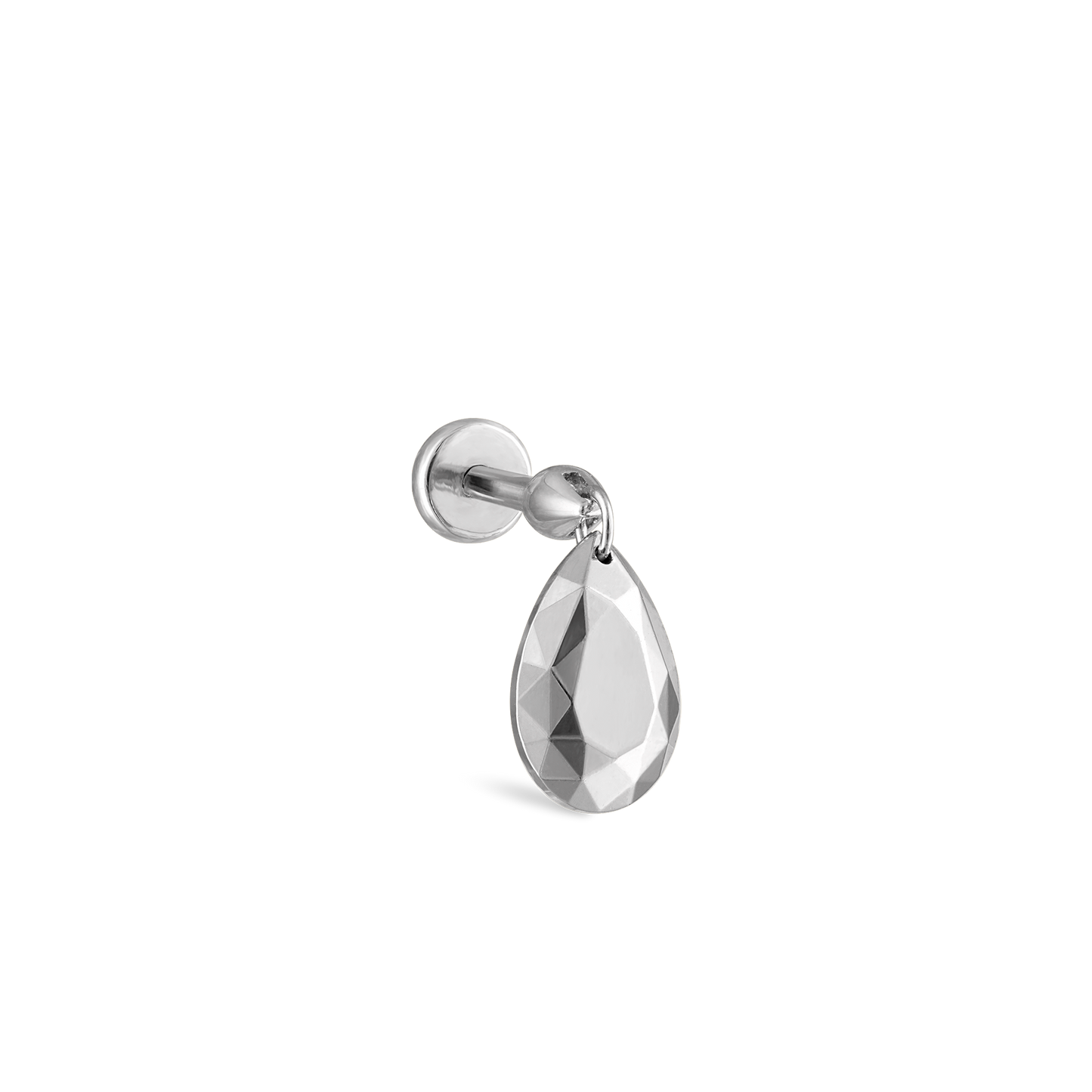 Faceted Gold Pear Threaded Charm Earring