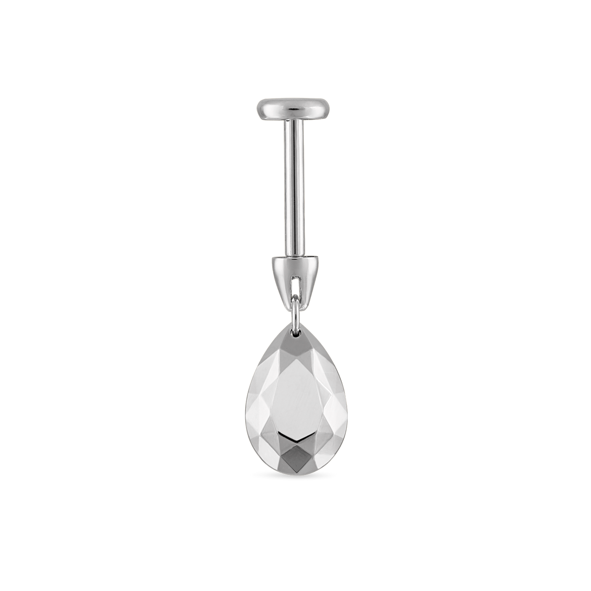 Faceted Gold Pear Threaded Charm Earring