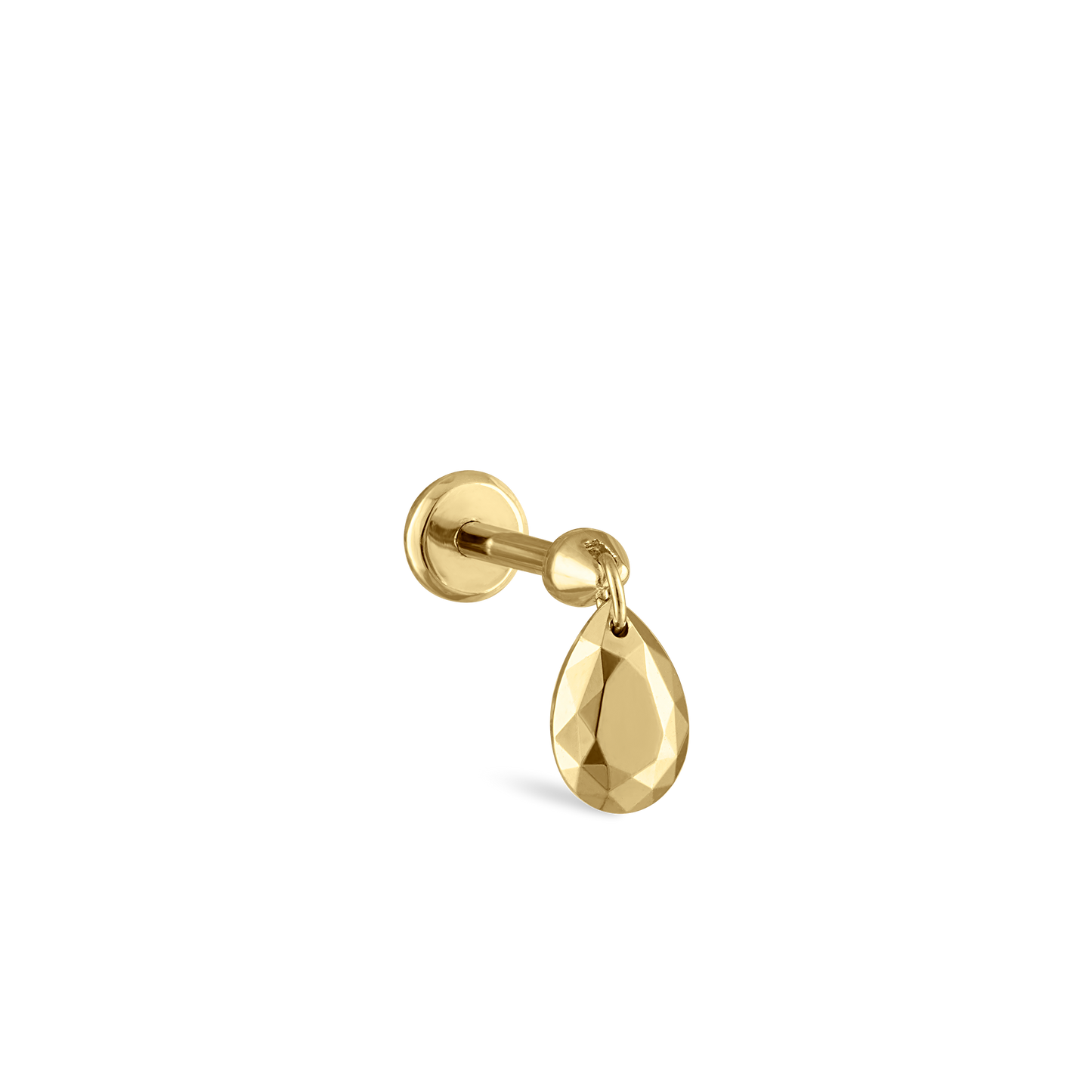 Faceted Gold Pear Threaded Charm Earring
