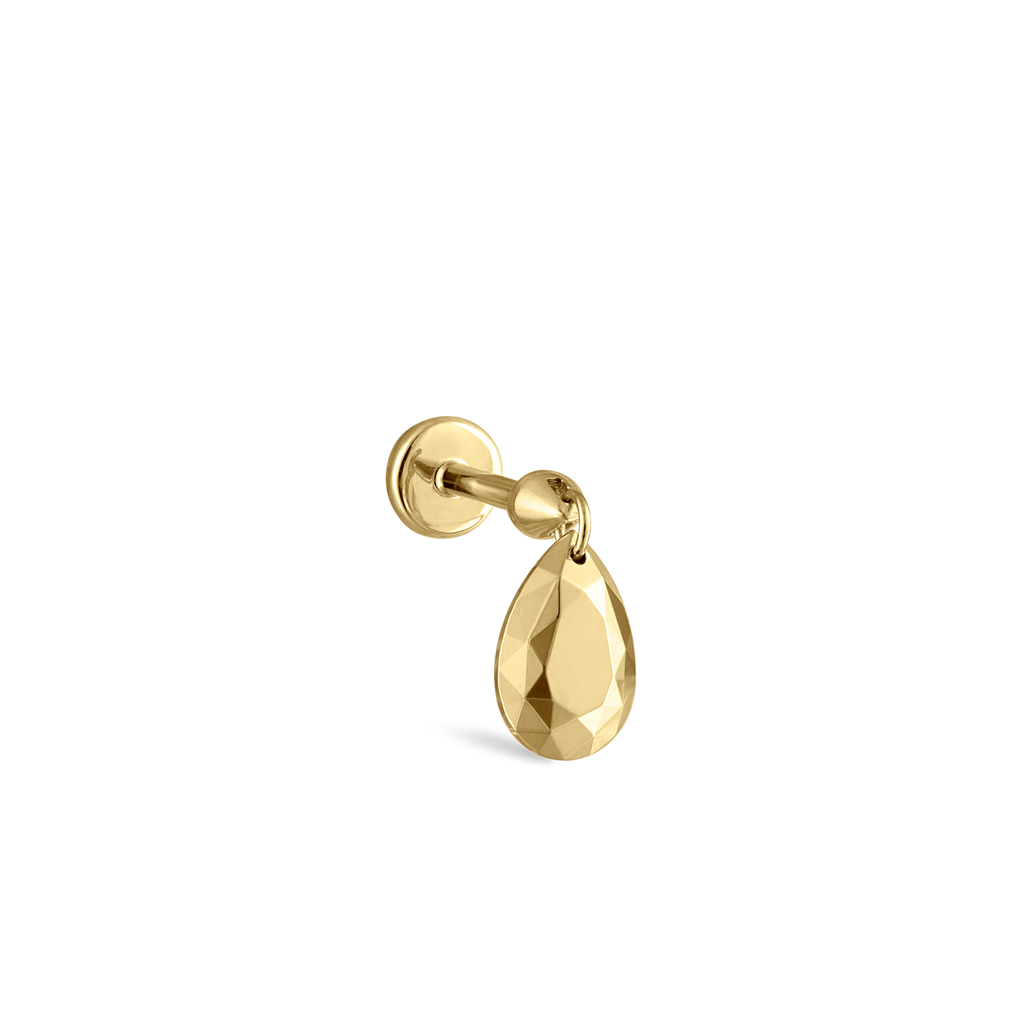 Faceted Gold Pear Threaded Charm Earring