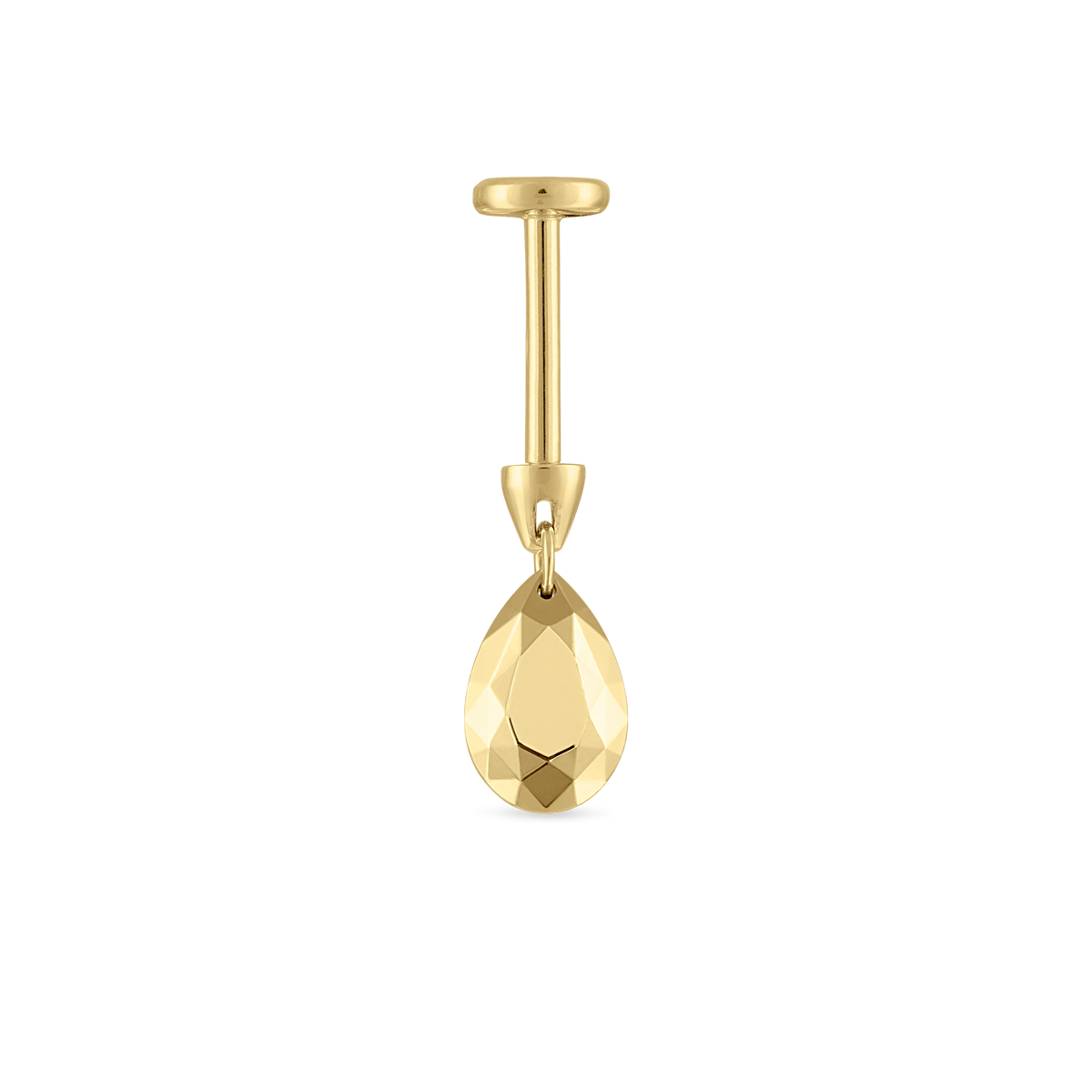 Faceted Gold Pear Threaded Charm Earring