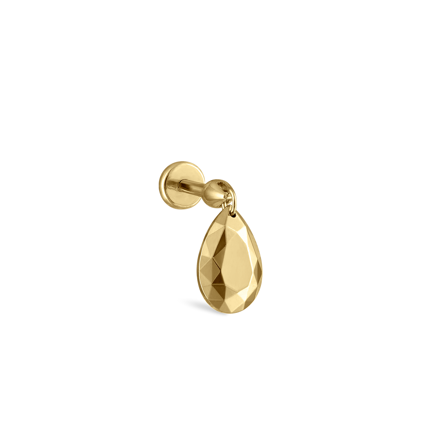 Faceted Gold Pear Threaded Charm Earring