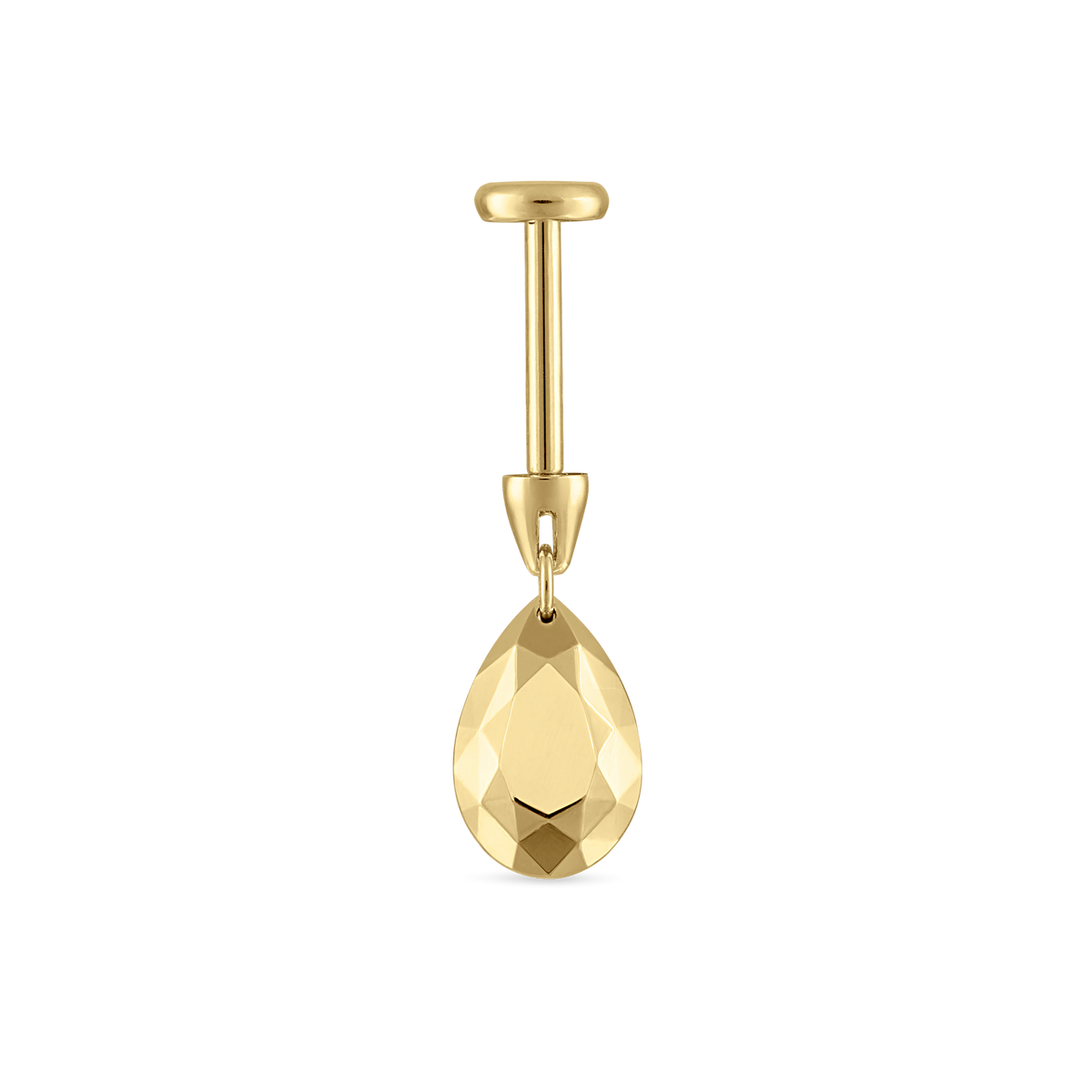 Faceted Gold Pear Threaded Charm Earring