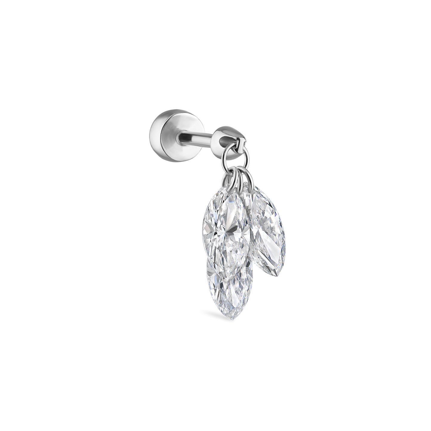 Floating Diamond Plume Threaded Charm Earring