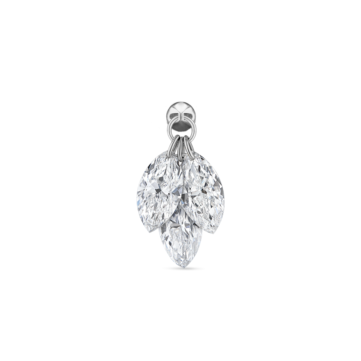 Floating Diamond Plume Threaded Charm Earring