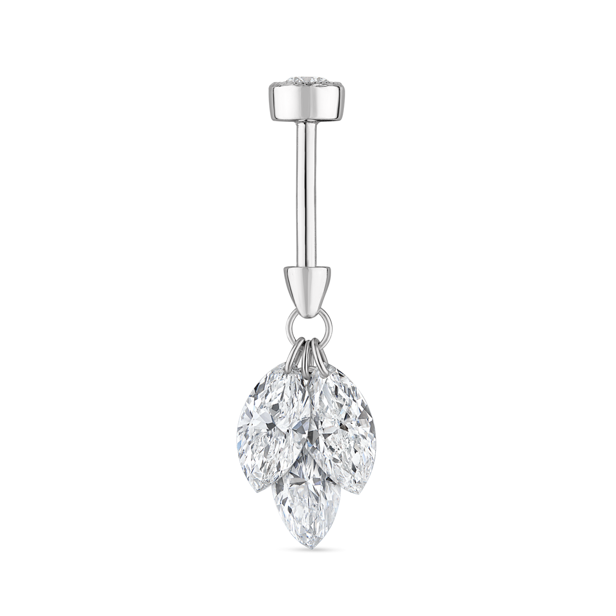 Floating Diamond Plume Threaded Charm Earring