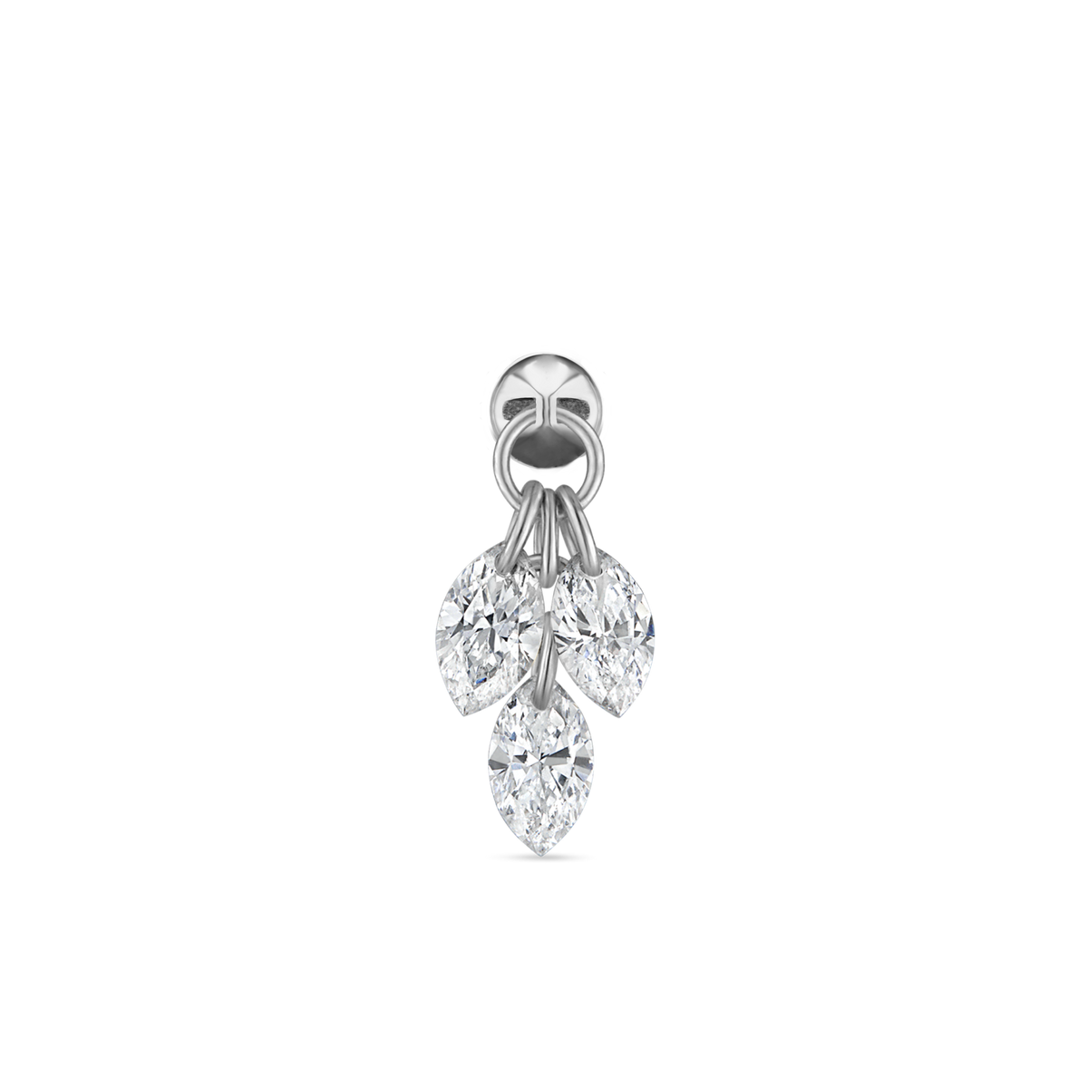 Floating Diamond Plume Threaded Charm Earring