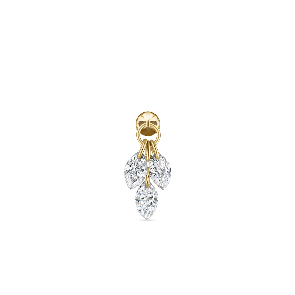 Floating Diamond Plume Threaded Charm Earring
