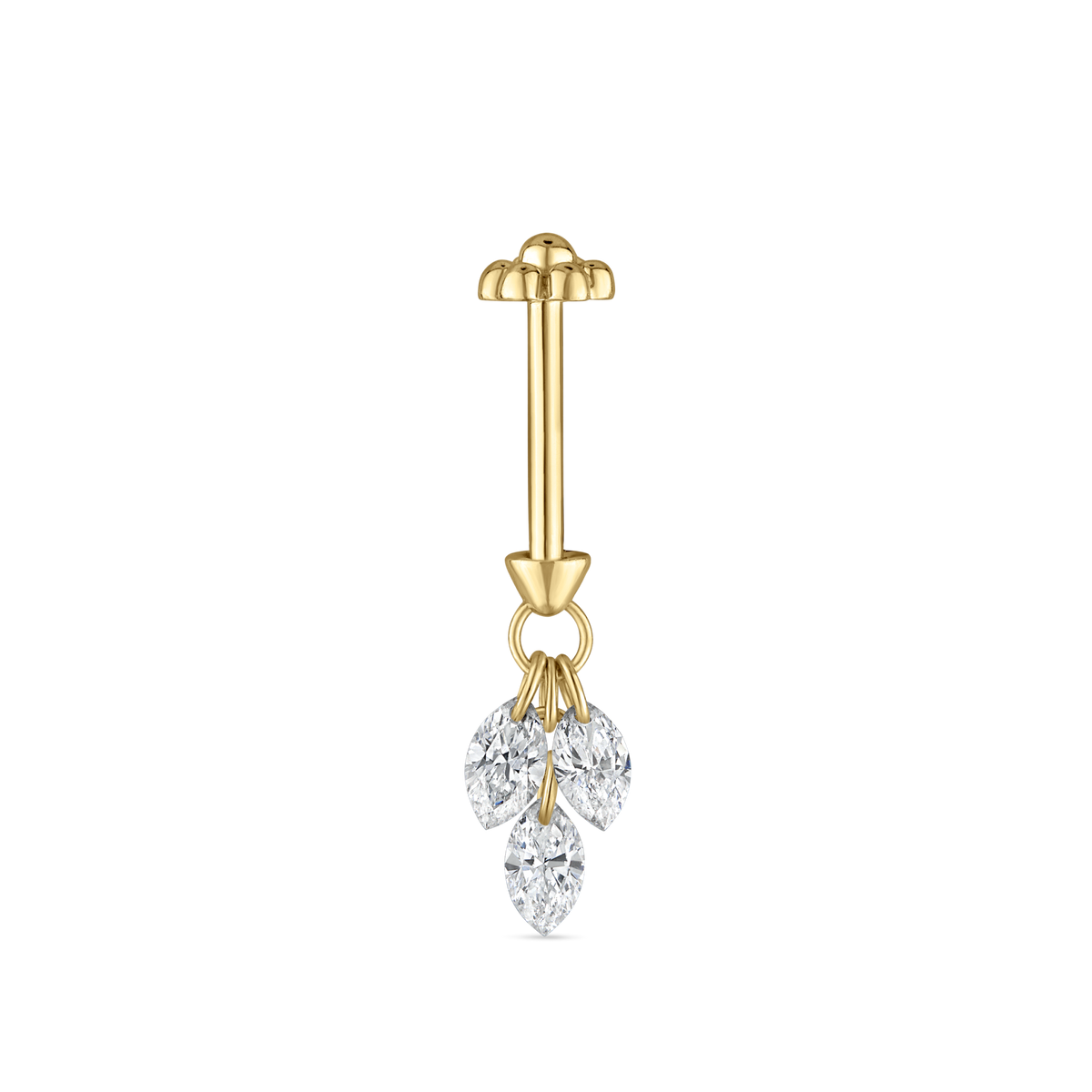 Floating Diamond Plume Threaded Charm Earring