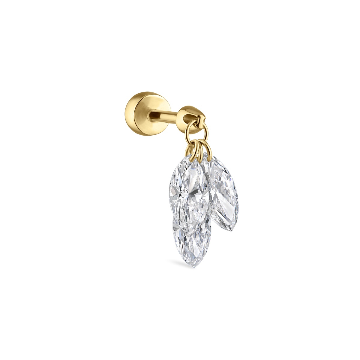 Floating Diamond Plume Threaded Charm Earring