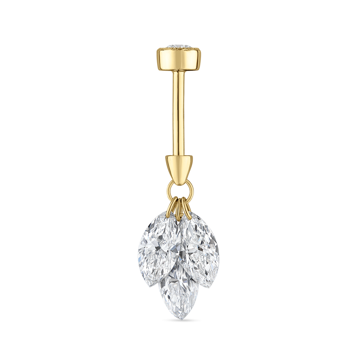 Floating Diamond Plume Threaded Charm Earring