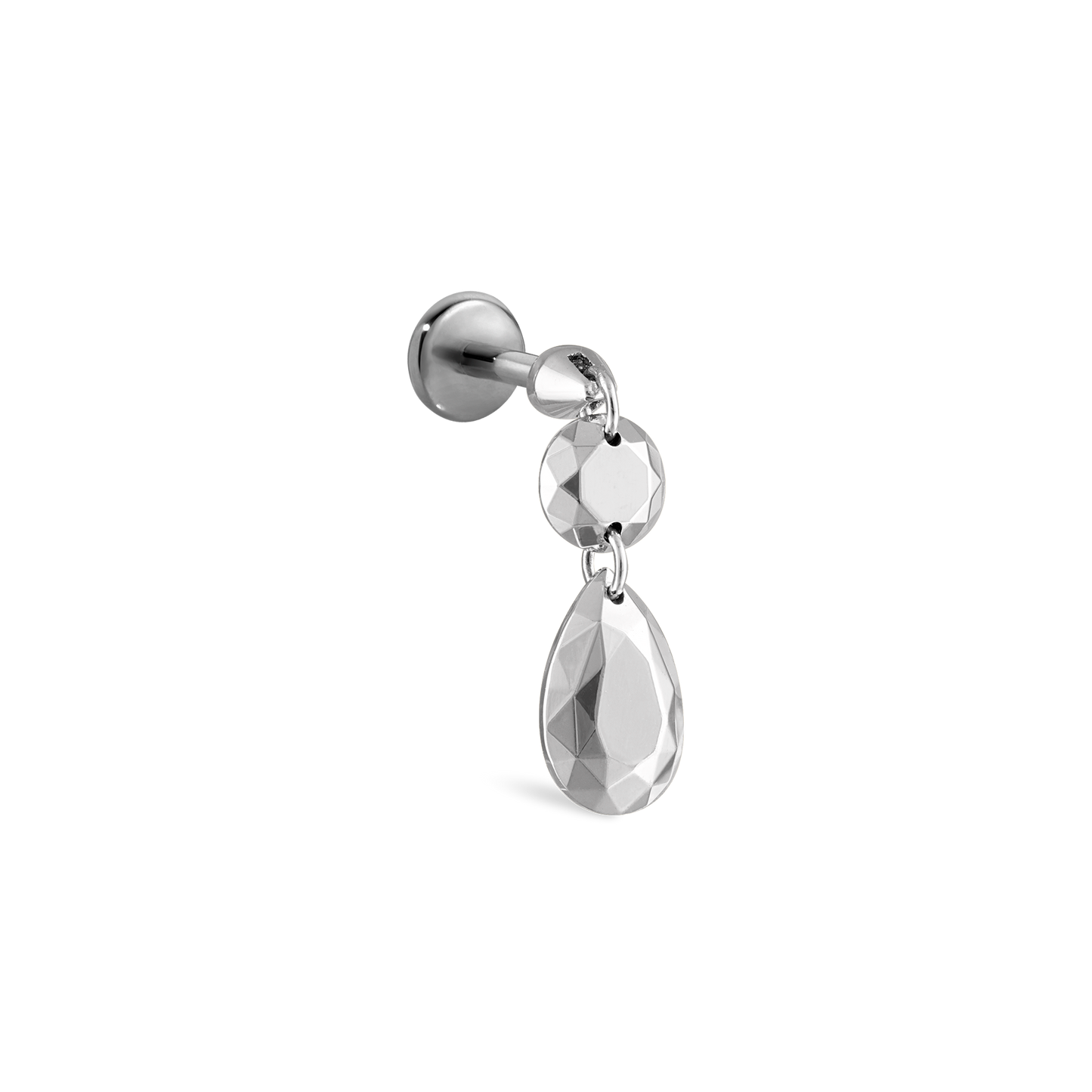 Double Faceted Gold Threaded Charm Stud Earring With Titanium Backing