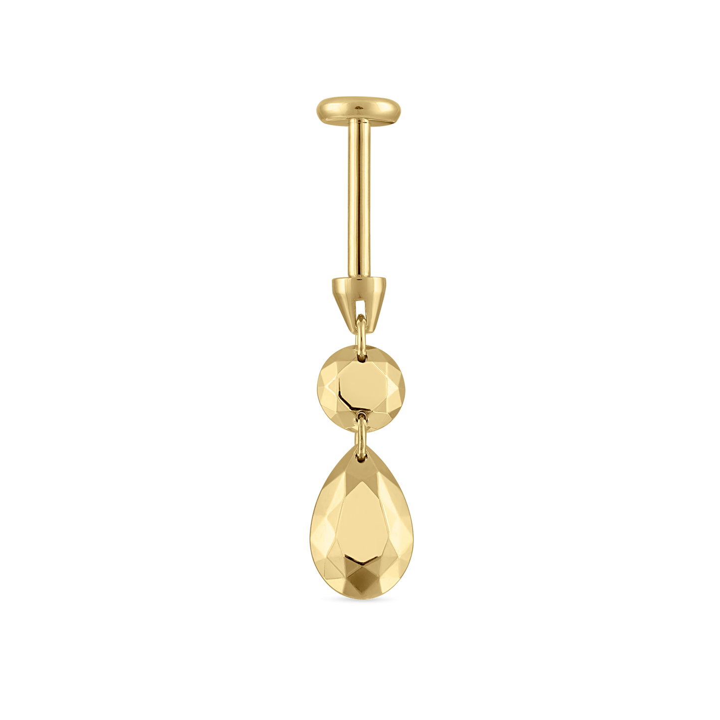 Double Faceted Gold Threaded Charm Stud Earring With Titanium Backing