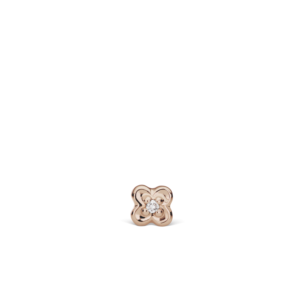 Diamond Lucky Clover Threaded Stud Earring