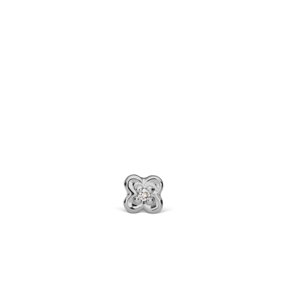 Diamond Lucky Clover Threaded Stud Earring