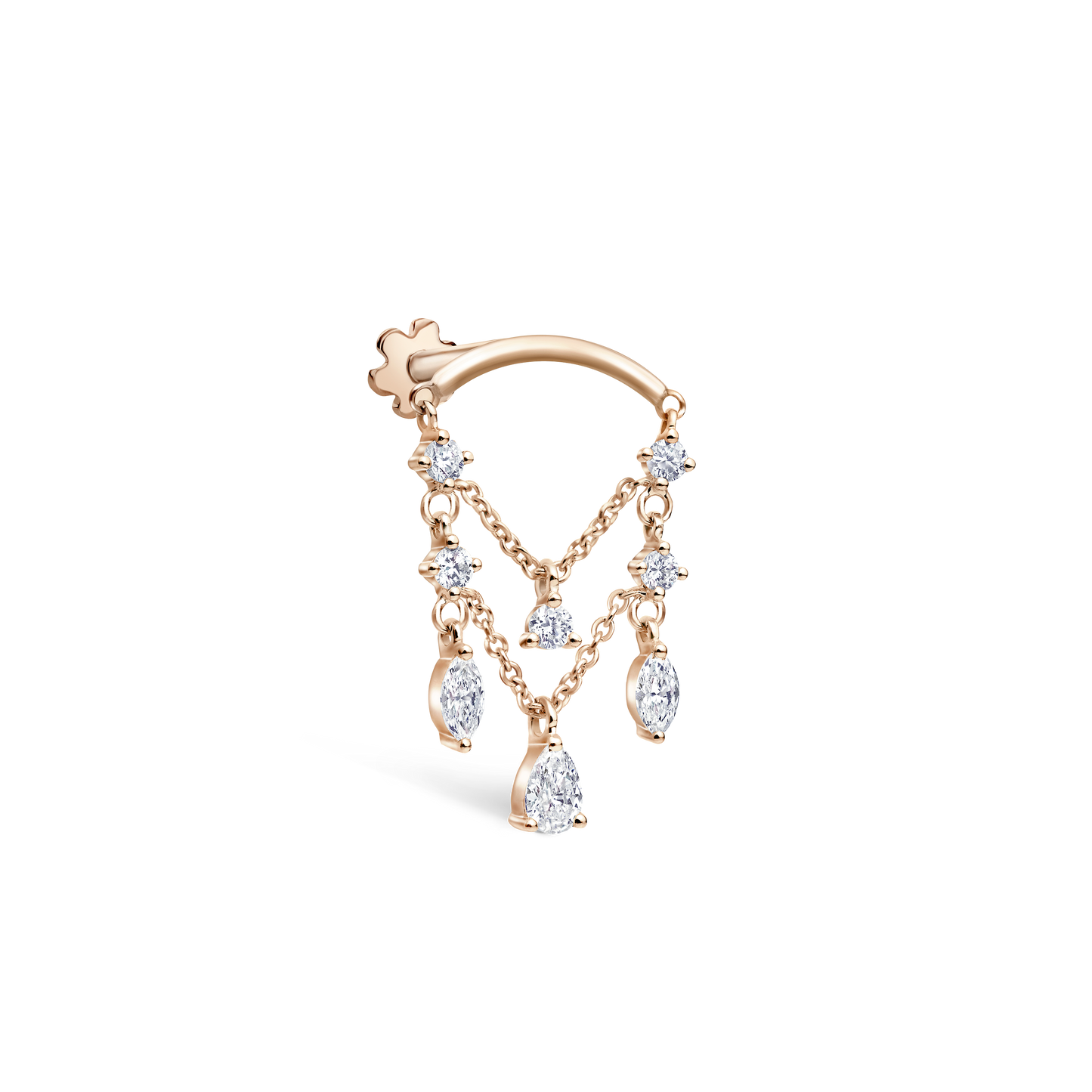 Diamond Drape Chandelier Threaded Stud Earring