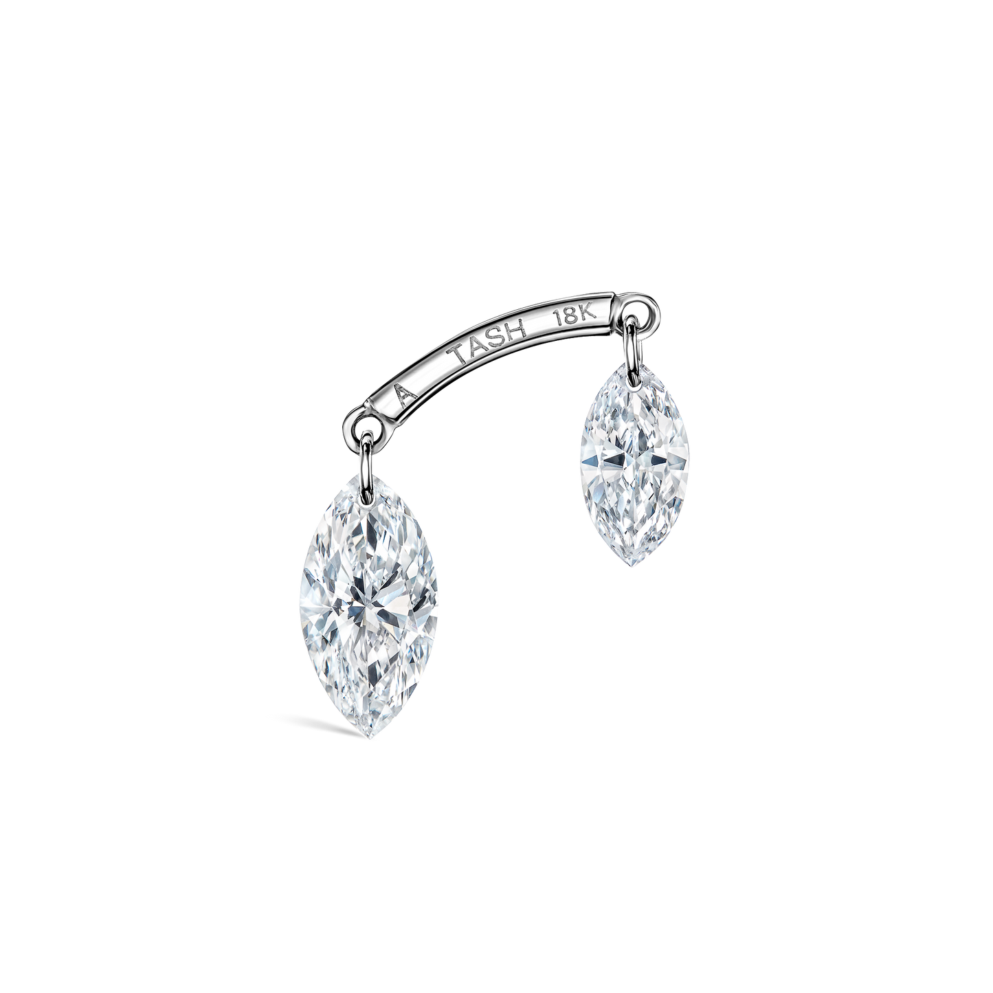 Floating Double Marquise Diamond Drape Threaded Stud Earring With Titanium Backing