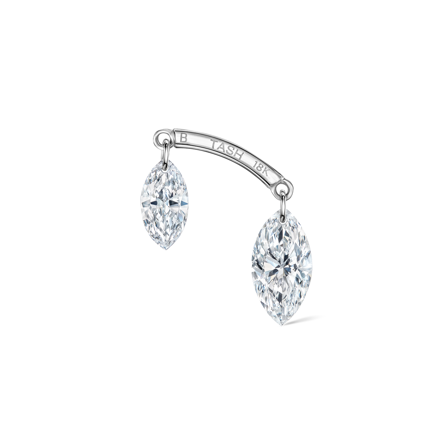 Floating Double Marquise Diamond Drape Threaded Stud Earring