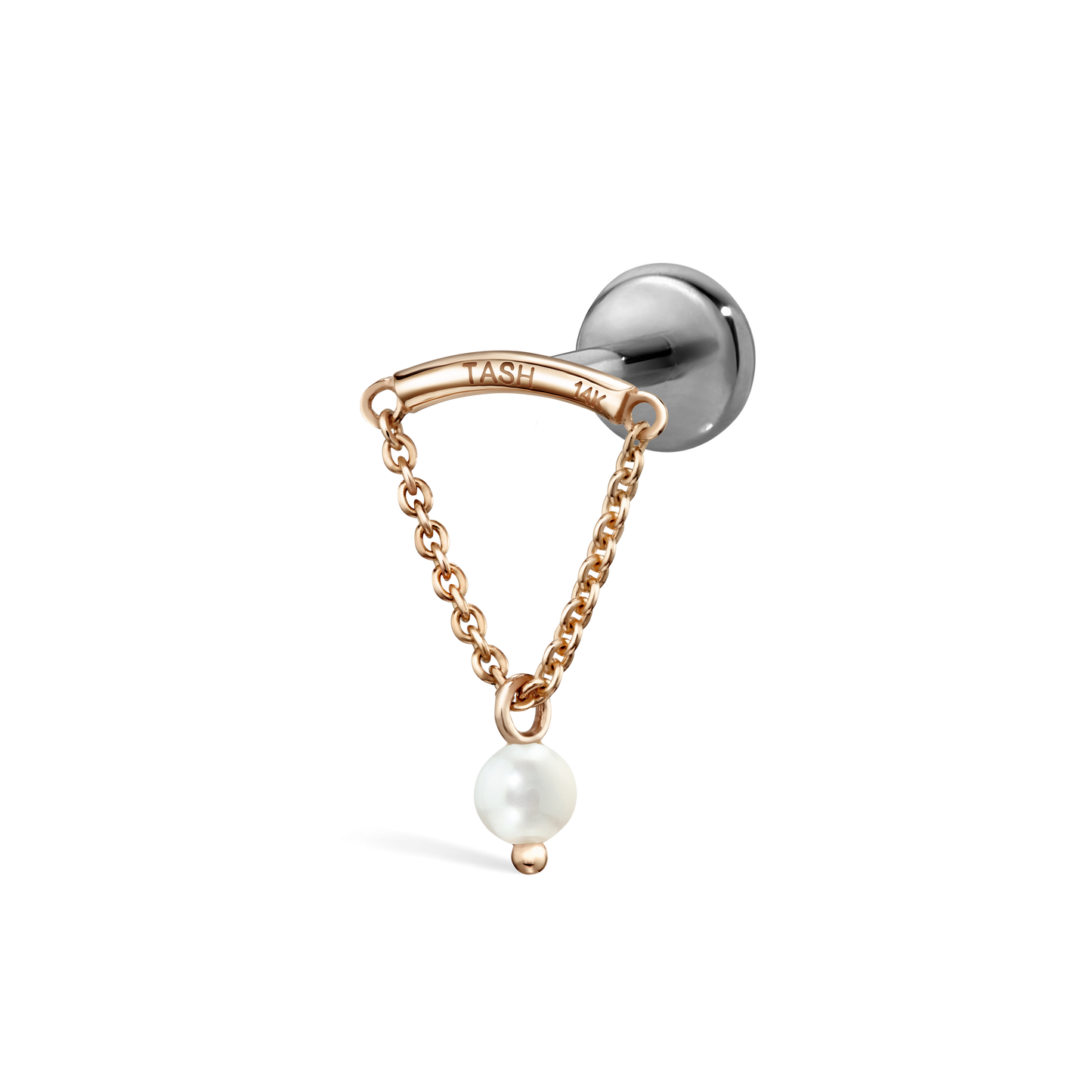Pearl Drape Threaded Stud Earring With Titanium Backing