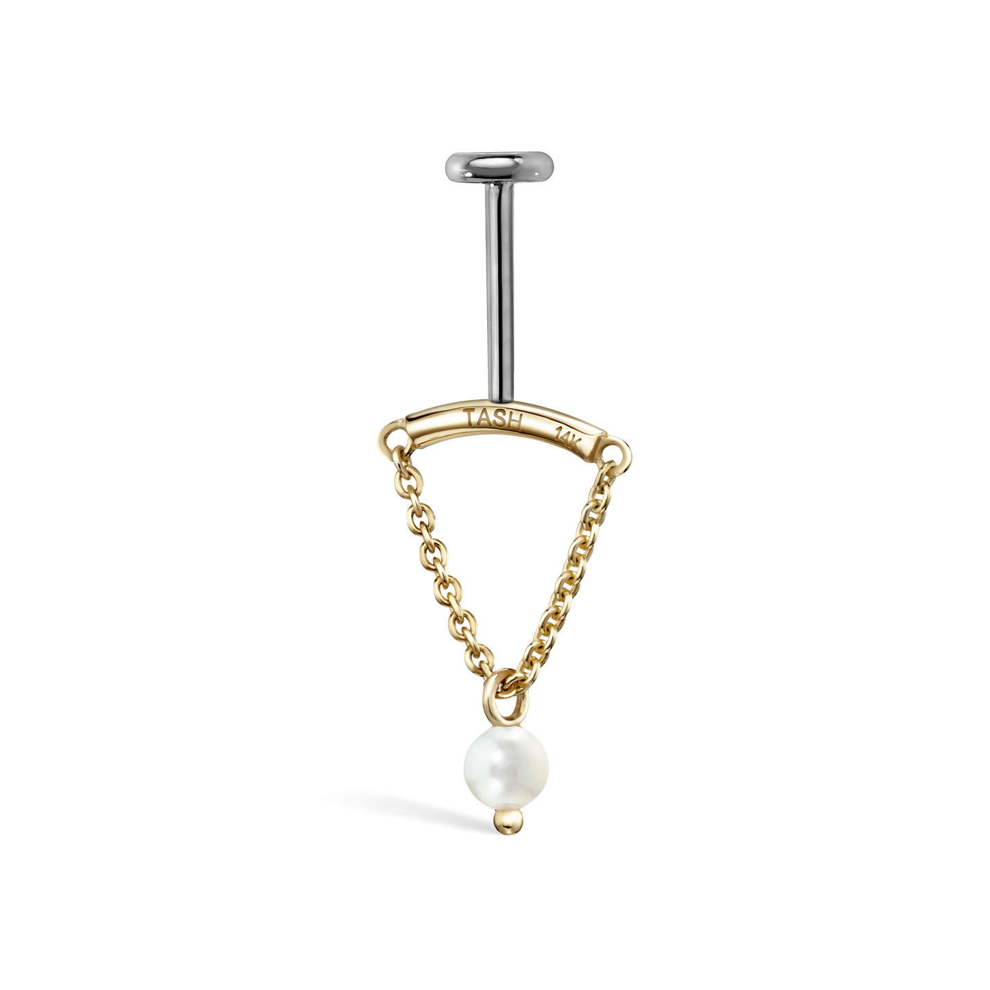 Pearl Drape Threaded Stud Earring With Titanium Backing